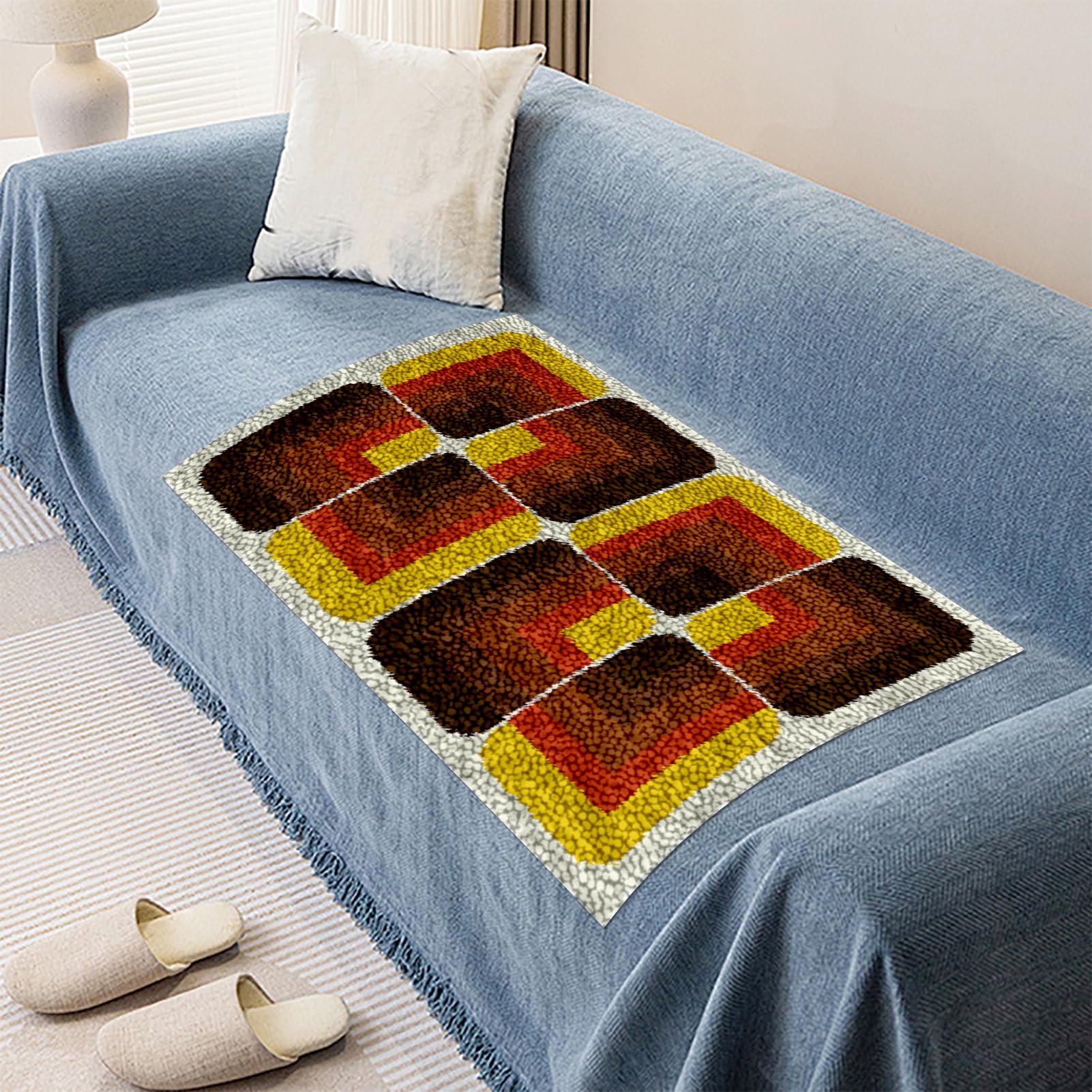 QUIYAEZY 80 x 115 cm DIY zestawy dywaników, duże zestawy haczyków zatrzaskowych dla dorosłych, zestawy do haftu krzyżykowego, robótki ręczne, dywan do dekoracji domu, zestaw do produkcji dywanów, dla