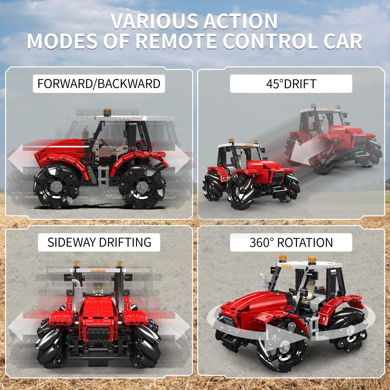 Mould King 18037 Technik Traktor Bauspielzeug, Ferngesteuertes All-Terrain Baufahrzeug Modellset, Bausteine Spielzeug Geschenk für Jugendliche ab 14 Jahren & Erwachsene (1392 Teile)