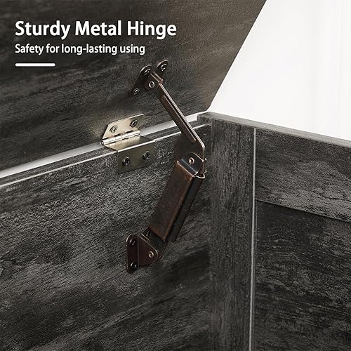 Miniatura 7 de VECELO Baúl de juguete con bisagras de seguridad de metal, banco otomano para zapatos de entrada para almacenamiento con cojín de nudo de mimbre,