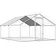 Large Metal Chicken Coop Walk-in Poultry Cage Chicken Run with Waterproof and Anti-UV Cover for Outdoor Farm Use