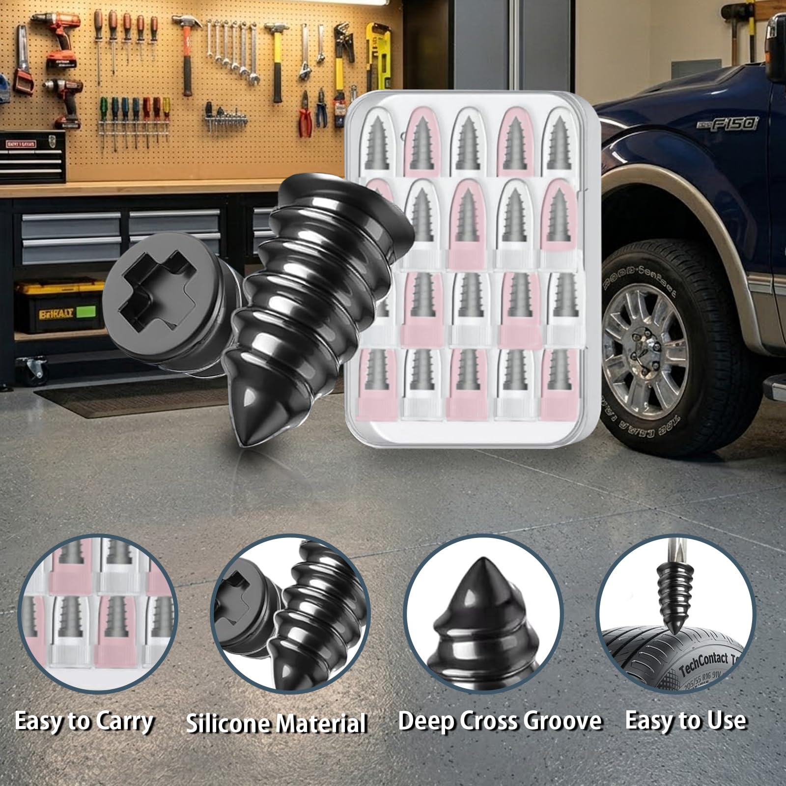 Juego de 30 tapones para neumáticos, tapones de neumáticos atornillados con 2 tamaños, destornillador y tornillo para coches, bicicletas, reparación de pinchazos de neumáticos de tractor