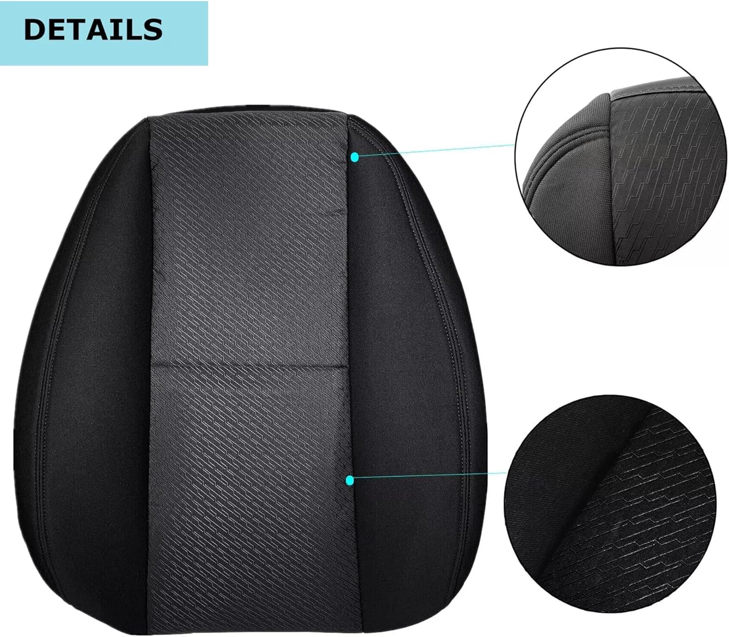 GXARTS Driver and Passenger Side Bottom & Top Lean Back Replacement Cloth seat Cover Black #19C Fit for Chevy Silverado Avalanche Suburban Tahoe GMC Sierra Yukon XL 2007 2008 2009 2010-2014