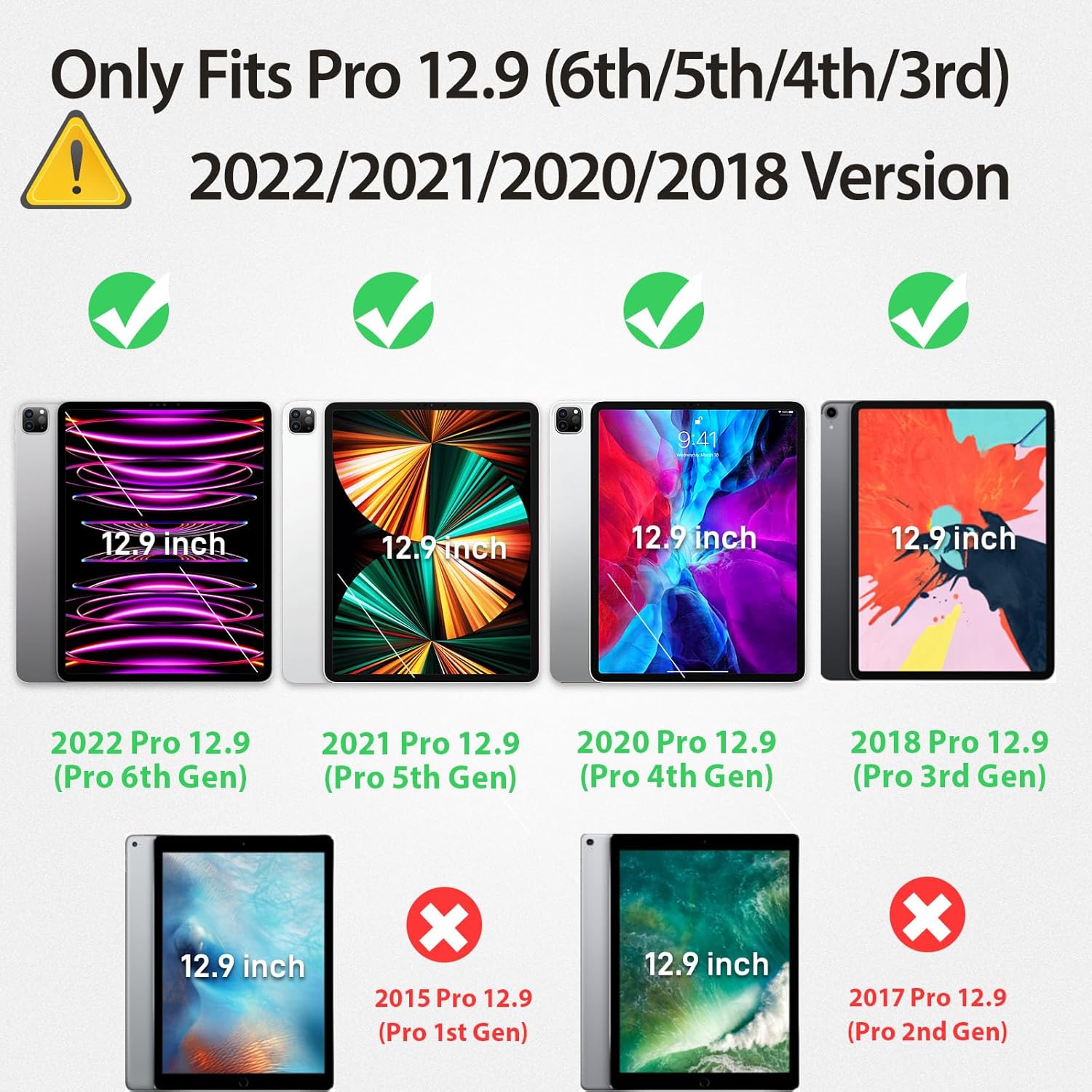 HXCASEAC Case for iPad Pro 12.9 Case 6th 5th 4th 3rd Generation with Pencil Holder/Hand Strap/Screen Protector/Wireless Charge Attachment, Heavy Duty Protective 12.9-inch 2022/2021/2020/2018 - Pink