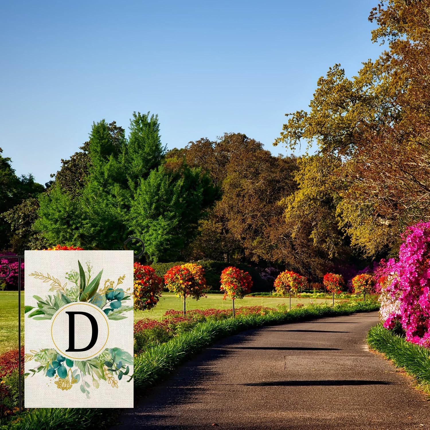 Monogram Garden Flag For Outside, Monogram Letter D Garden Flags 12x18 Double Sided Floral Spring Garden Flags Family Last Name Initial Small Burlap Flag For Yard And Garden Decor (D) - Image 5