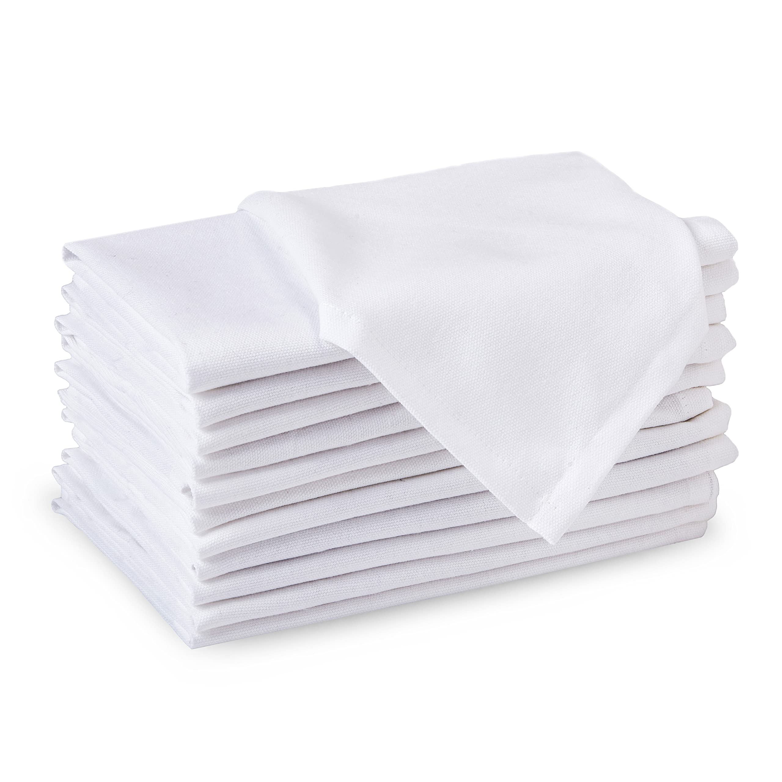 Encasa XO White Cloth Napkins Set of 6, 17"x17" | Solid Color Cotton Dinner Napkins | Washable & Reusable Wedding Napkins for Holiday Dinners, Party,