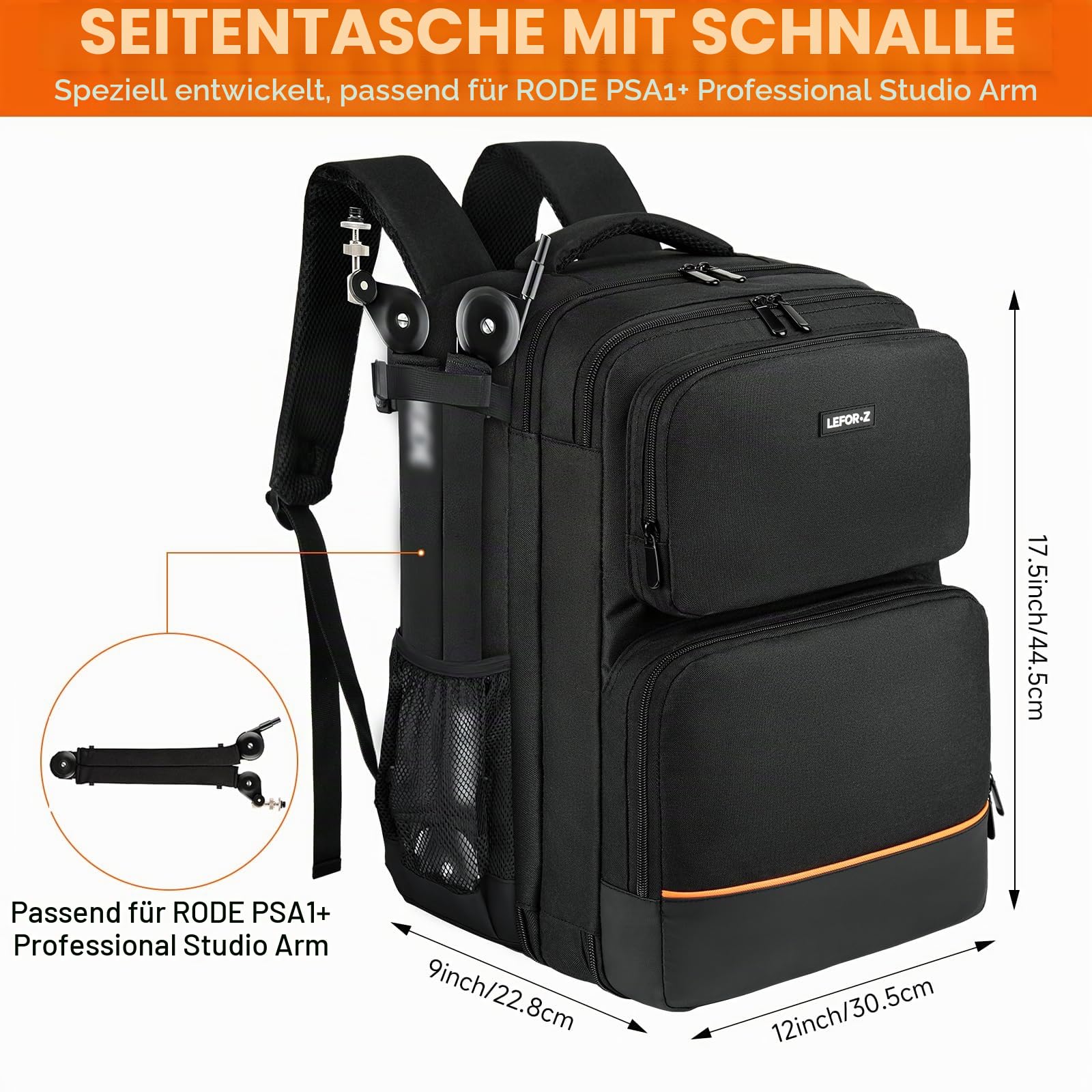 Reisetasche für Audio-Mixer, passend für Rodecaster Pro II, Rodecaster Pro, RC Duo, Yamaha MG10XU, TC-Helicon GoXLR, Podcast-DJ-Mixer-Rucksack mit mehreren Taschen für Mikrofone, Kabel