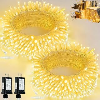 2Pack 66Ft 200LED String Lights, 13 Modes Warm White Christmas Lights