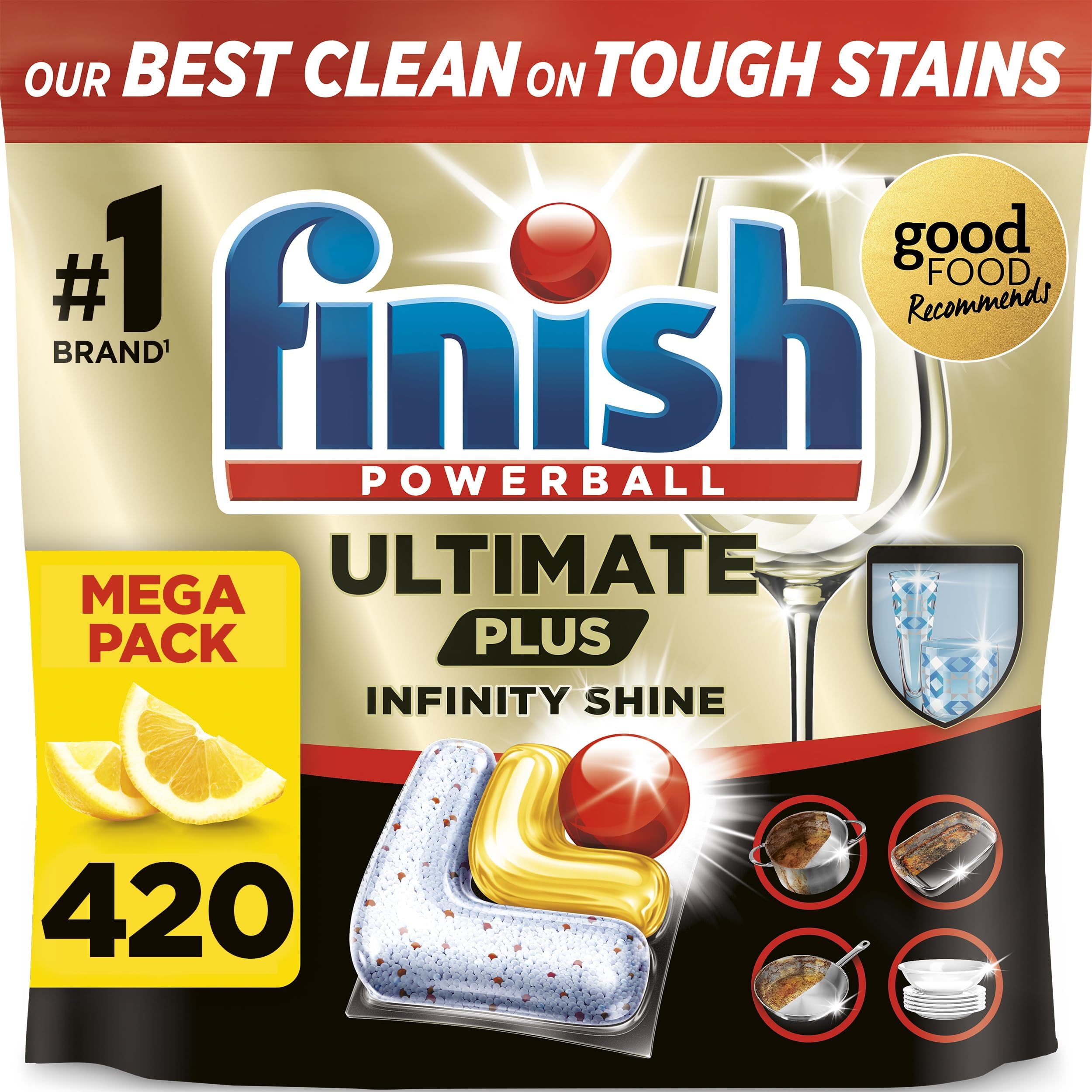 Ultimate Plus Infinity Shine, Dishwasher Tablets, Lemon (4x105) 420