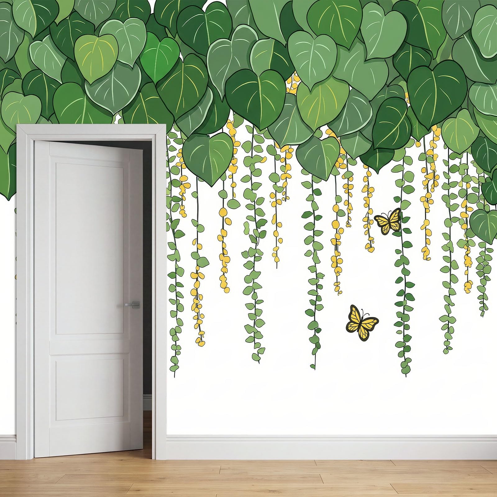 Tapeta mural do salonu 250 x 175 cm elegancja rośliny kwiatowe winorośle plakat fototapeta fototapeta z włókniny, nowoczesna sypialnia pokój dziecięcy tło TV dekoracja ścienna, zielona