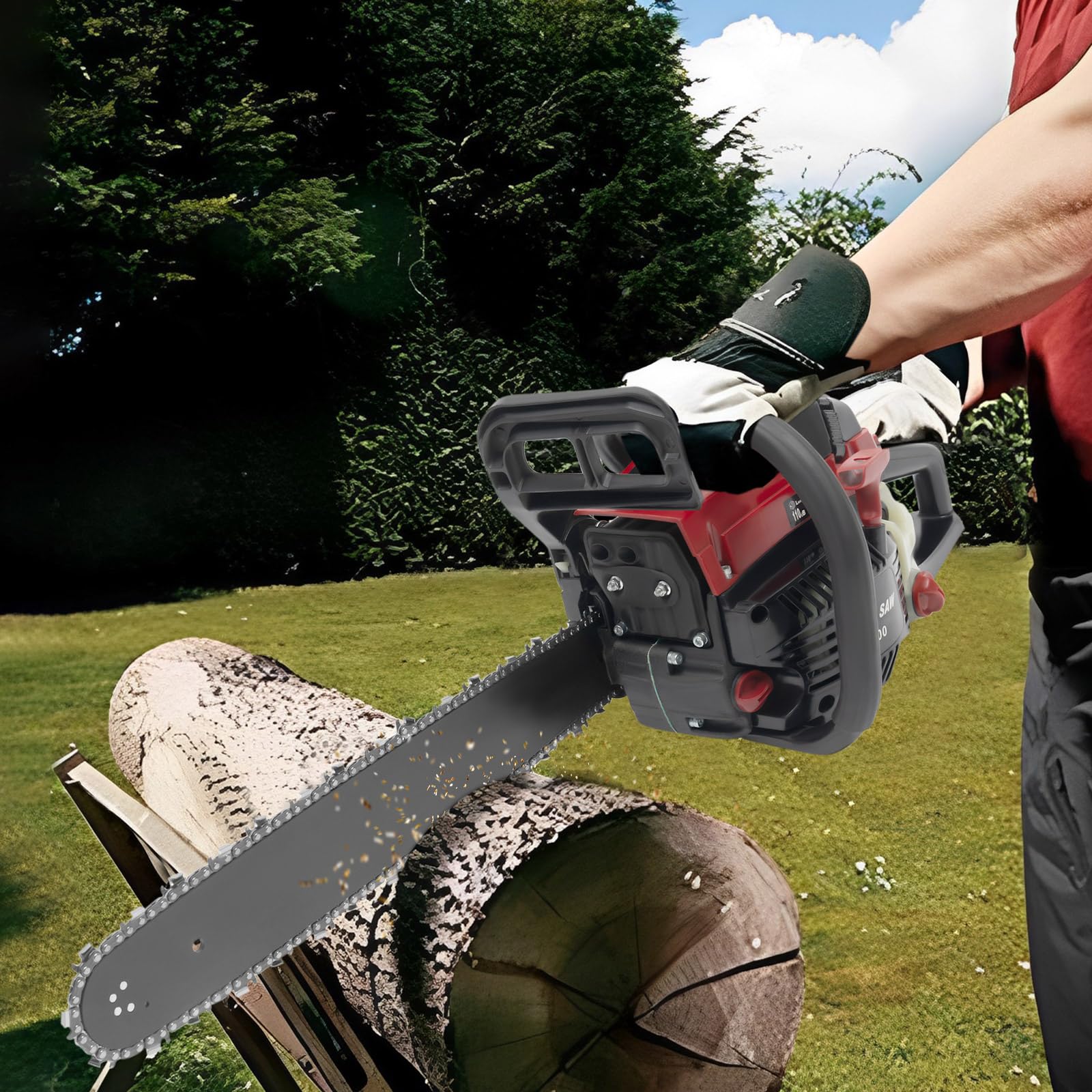 Motosierra de gasolina de 2,4 kw, motosierra inalámbrica a mano, cilindrada de 18,6 oz, espada de 50 cm, freno de retención, motosierra pequeña para serrar madera en jardín y bosques