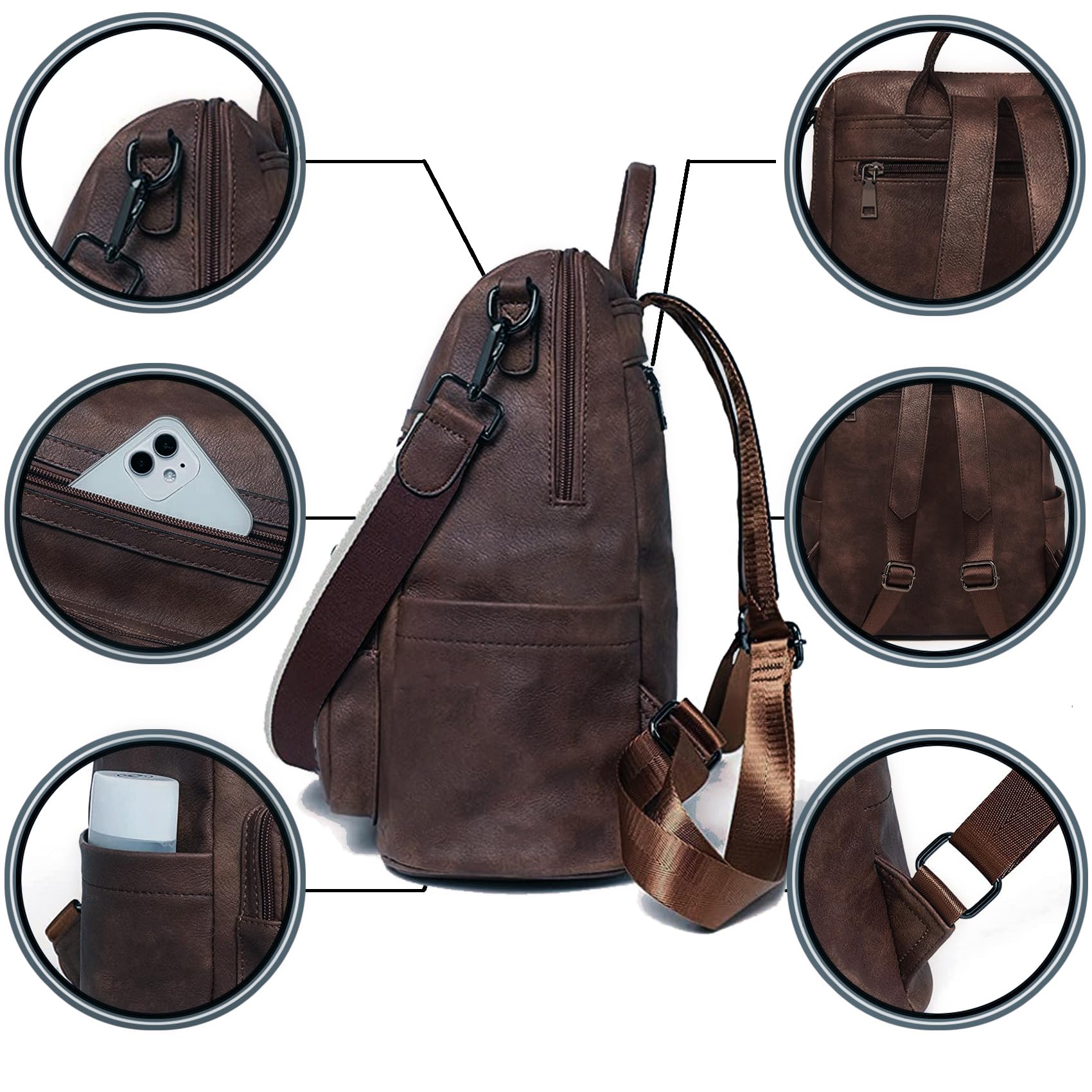 Zaino Donna in Cuoio Morbido Daypack Scuola Casual 2 in 1 come Zaino e Tracolla,Borsa e Zaino a Spalla in Moda da Donna per Scuola, Shopping, Universita, Liceo e Viaggio