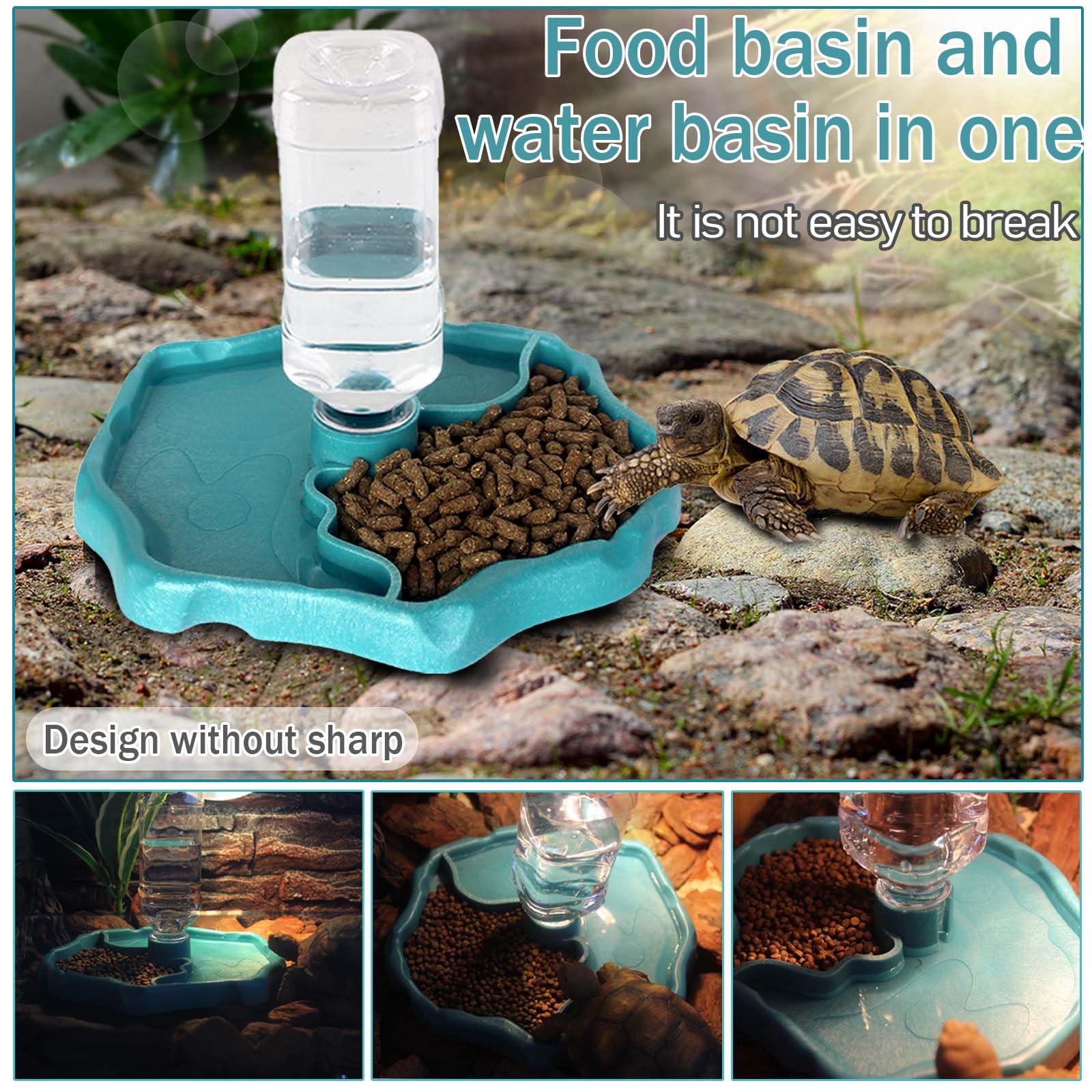 Hyran Bebedero Reptiles, Juego de Tazones de Agua de Tortuga 2 en 1, Reptil Bebiendo Agua + Cuenco de Comida, Accesorios para Reptiles para Tortuga, Lagarto, Hámster, Serpiente