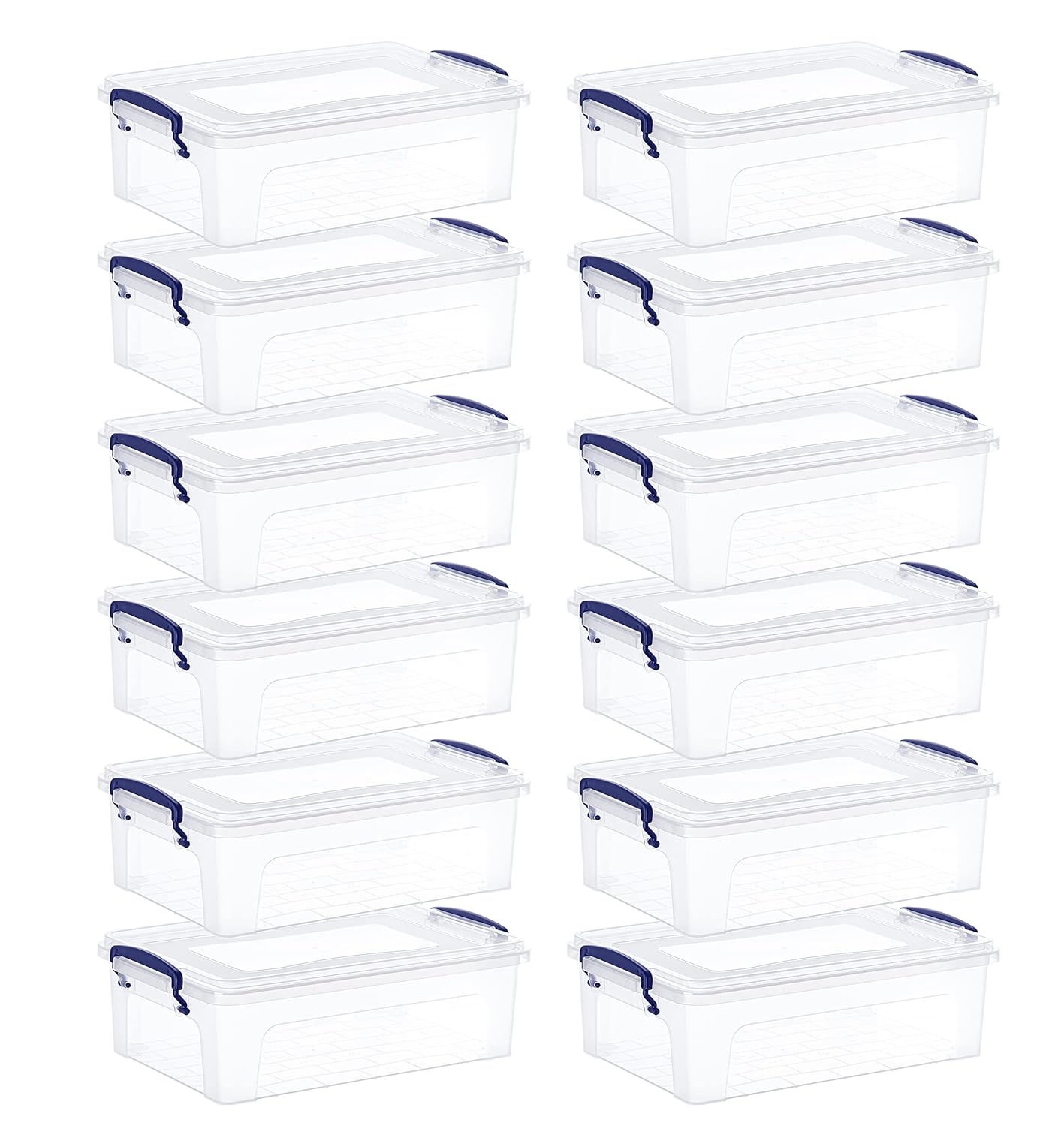 Superio Clear Storage Boxes with Lids Plastic Container Bins for Organizing Stackable Crates BPA Free Non Toxic Odor