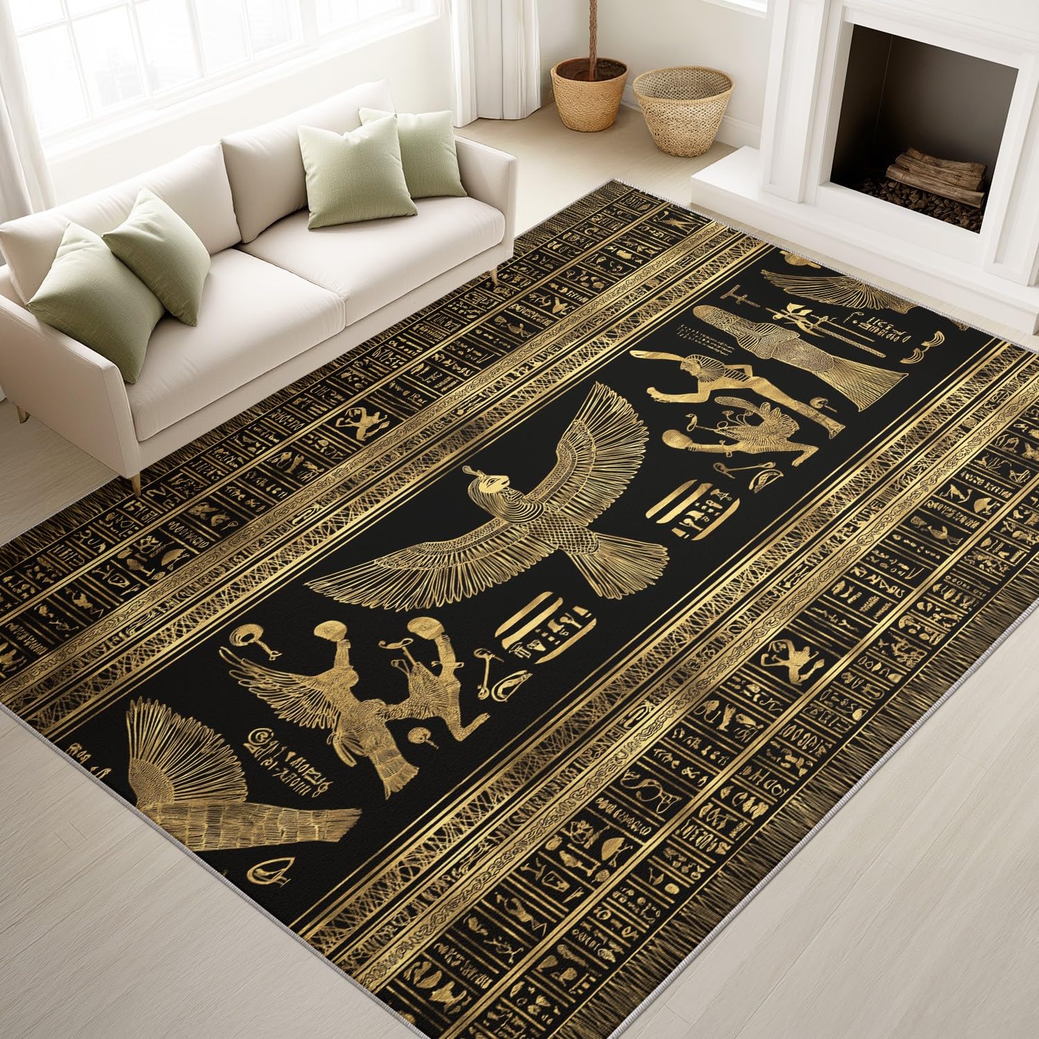 Paillasson intérieur égypte antique vintage noir or pour une entrée de chambre chic