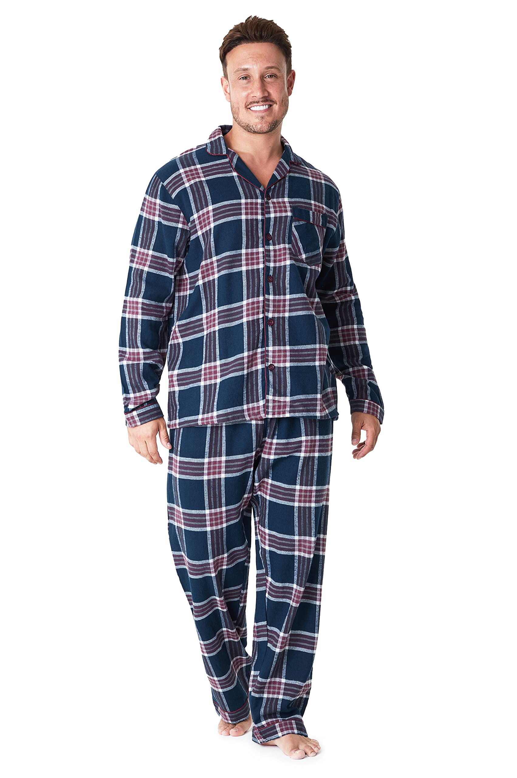Tommy Hilfiger heren pyjama set, wit shirt met blauw met wit geruite broek
