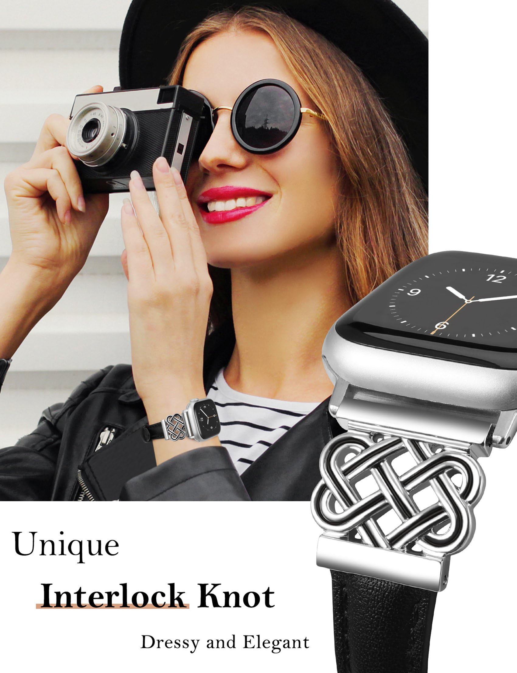 TOYOUTHS Leather Strap Compatible with Apple Watch Straps 38mm 40mm 41mm 42mm Women - Image 3