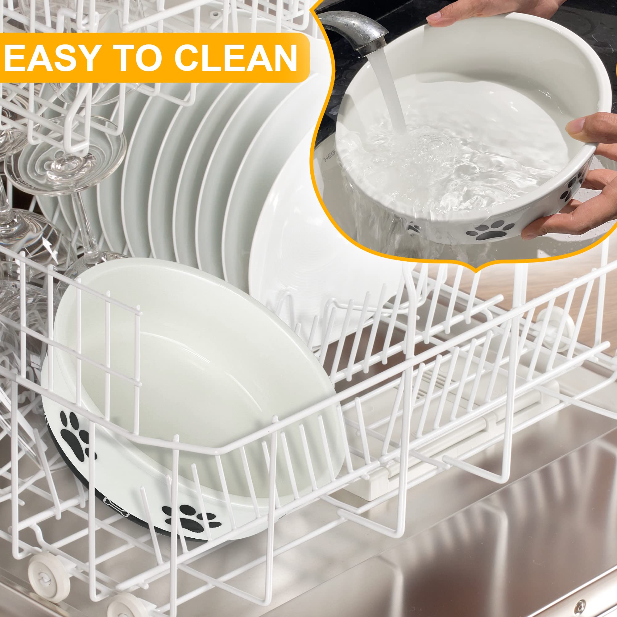 KPWACD Ceramic Pet Bowl for Dogs and Cats, Weighted Non-Slip Dog Bowls Food and Water Dish, Durable Pets Feeding Bowls Suitable for Small, Medium, and Large Dogs, White, 70 Oz