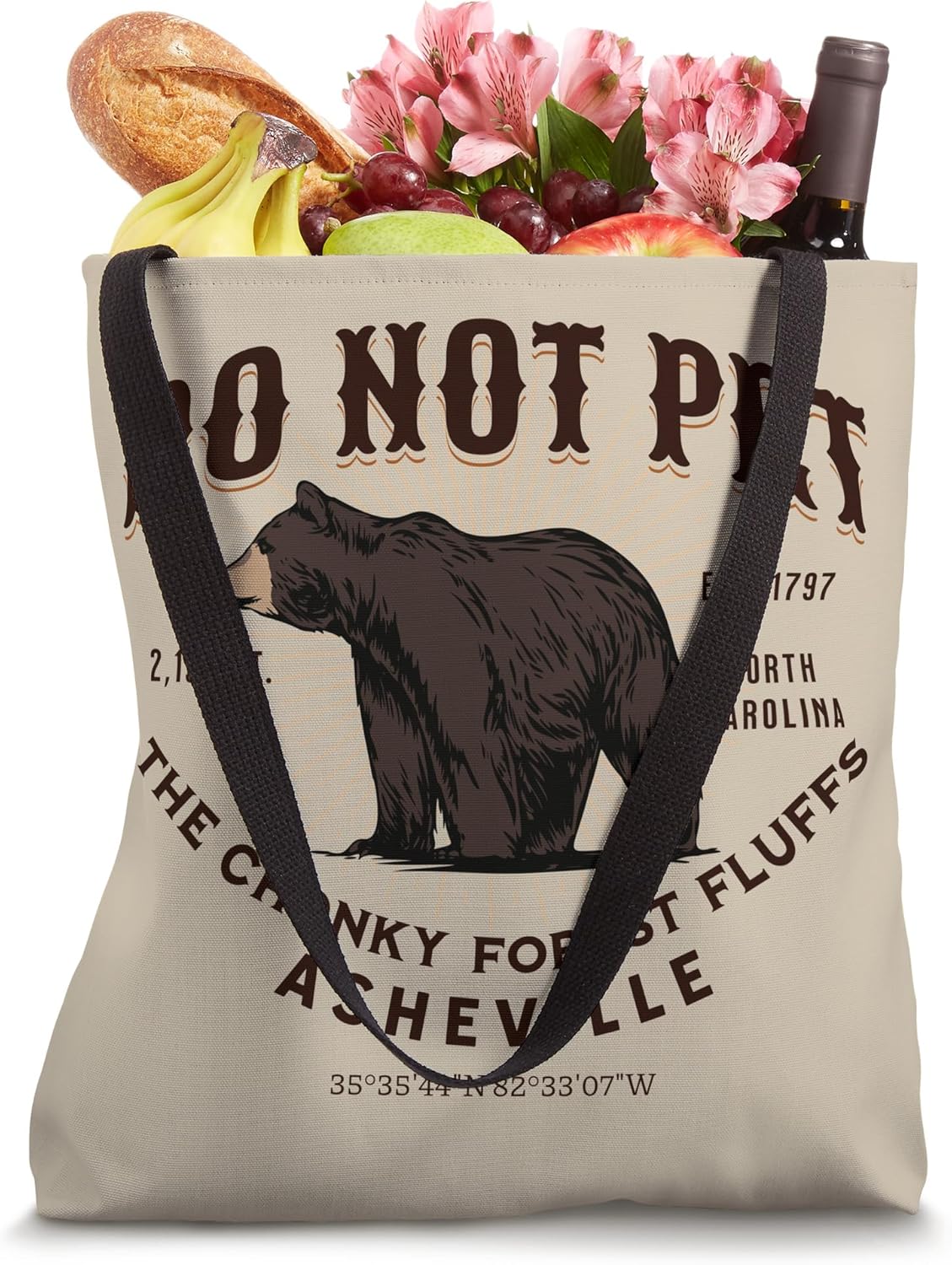 Asheville NC Black Bear Funny North Carolina Souvenir Tote Bag