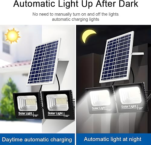 Miniatura 3 de DuBom Luz de inundación solar de 30 W-200 W, control remoto para exteriores, luz de seguridad impermeable IP67, encendido y apagado automático, del