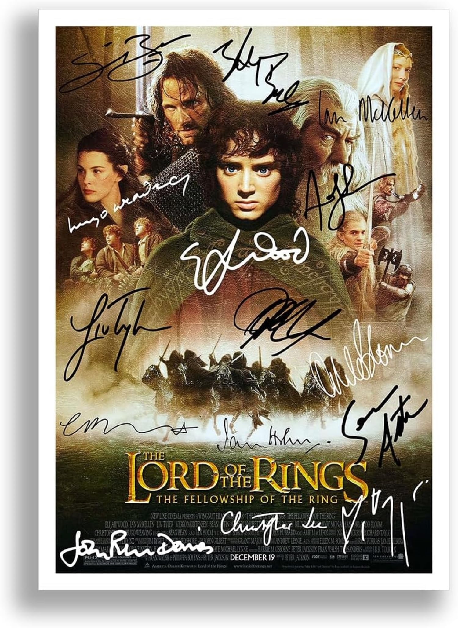 Mounted Gifts The Lord Of The Rings The Fellowship Of The Ring Cast Signed A4 Poster Photo Print Framed Autograph Gift Movie Film (A3 POSTER ONLY)