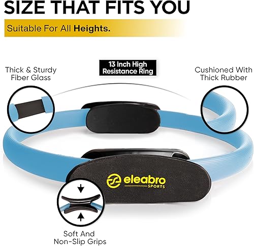 Miniatura 2 de Eleabro SPORTS - Anillo de pilates con círculos mágicos de pilates, con tamaño A1, ideal para todas las alturas, anillo de yoga con asas suaves,