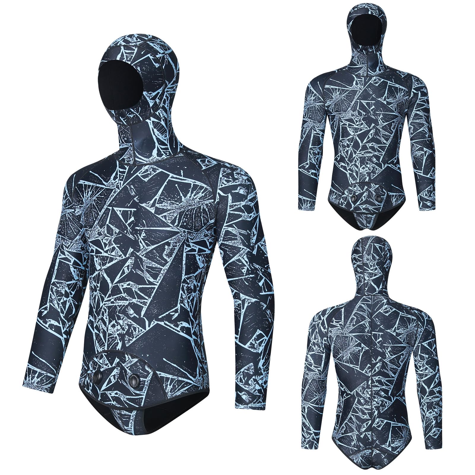 Muta Sub Uomo per Pesca con Arpione, Neoprene 3mm, Mimetica, Tuta Immersione 2 Pezzi con Maniche Lunghe E Cappuccio Mimetico, Super Elasticizzata, per Apnea, Snorkeling,Starry Sky Grey,M