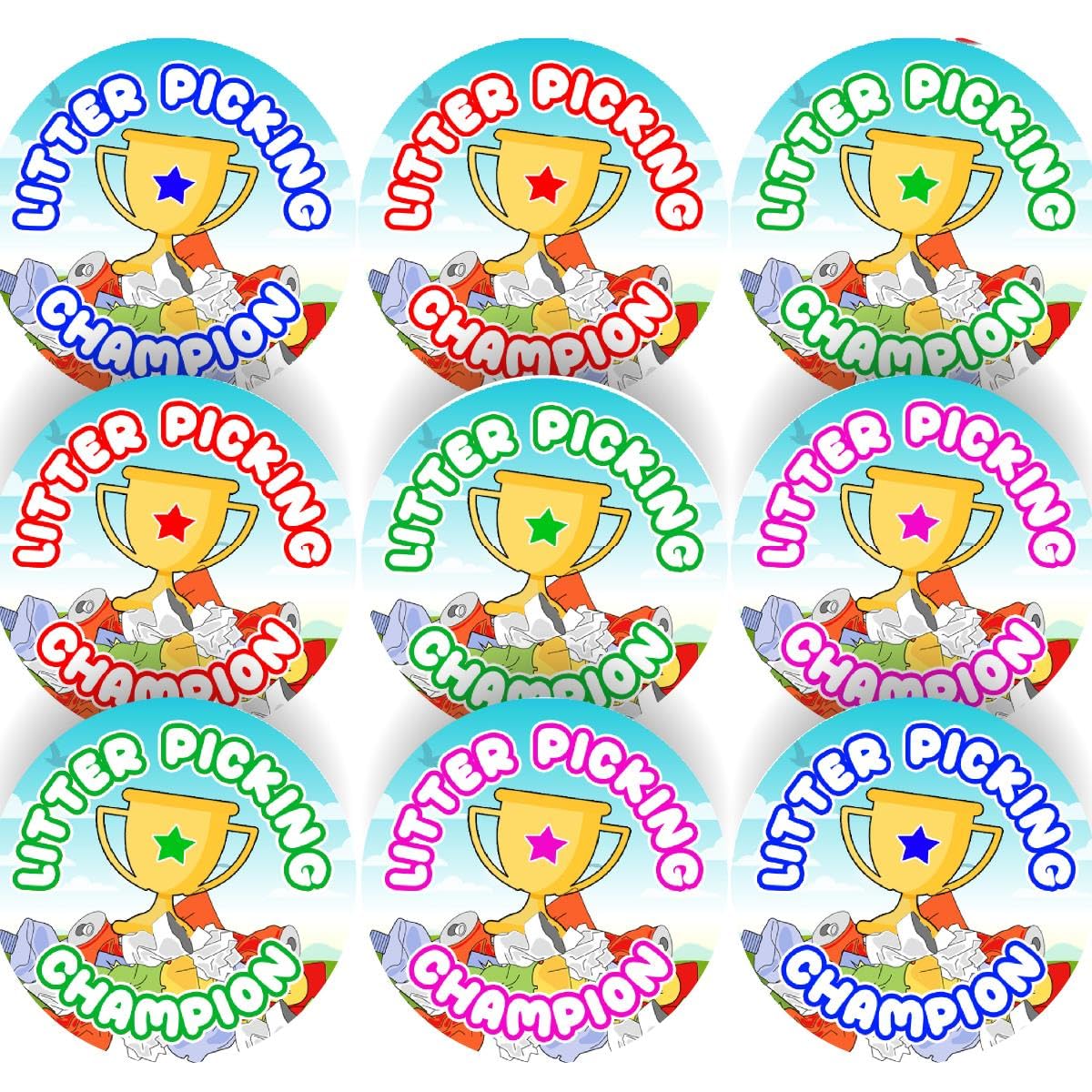 SS43830 144 Litter Picking Champion 30mm Reward Stickers for School Teachers, Parents and Nursery