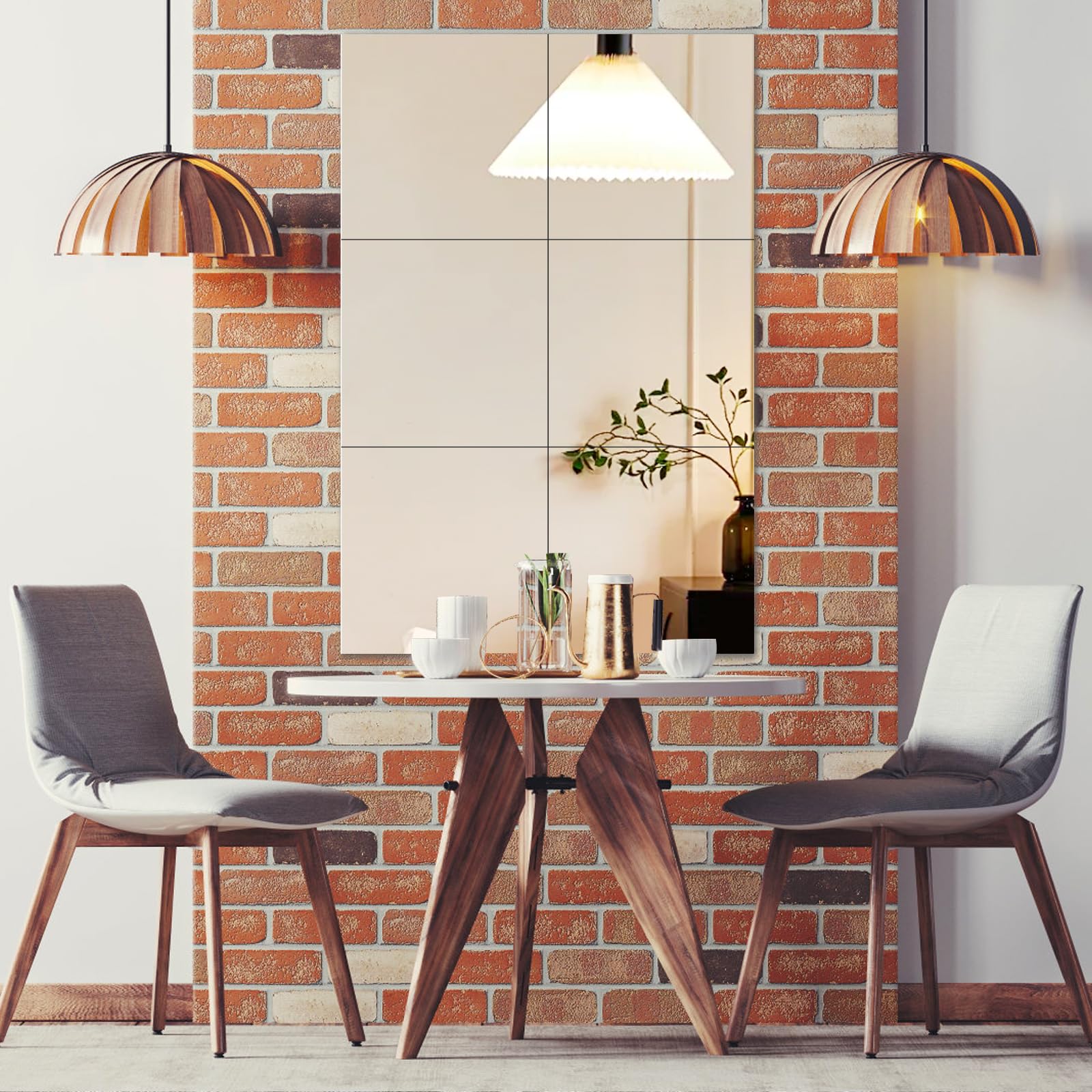 Hode 4 Pezzi Specchio Adesivo da Parete 20x20cm, Specchi Adesivi per Armadio Acrilico Interno, Specchio Autoadesivo Palestra Muro Porta Flessibile