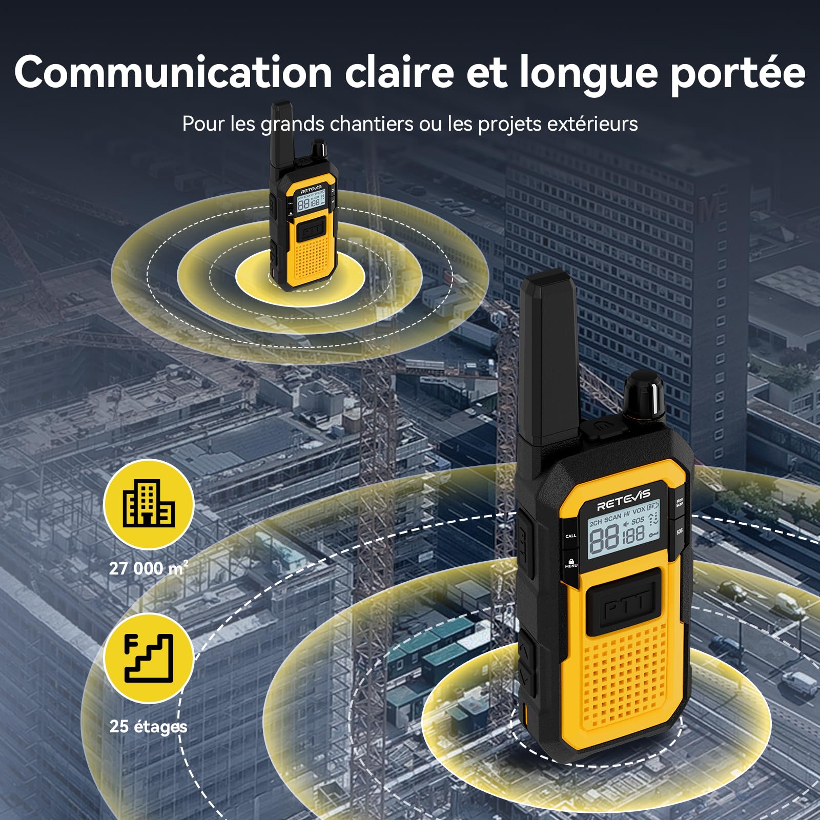Retevis RB648 Talkie Walkie avec Chargeur 10 Voies, Radio Bidirectionnelle