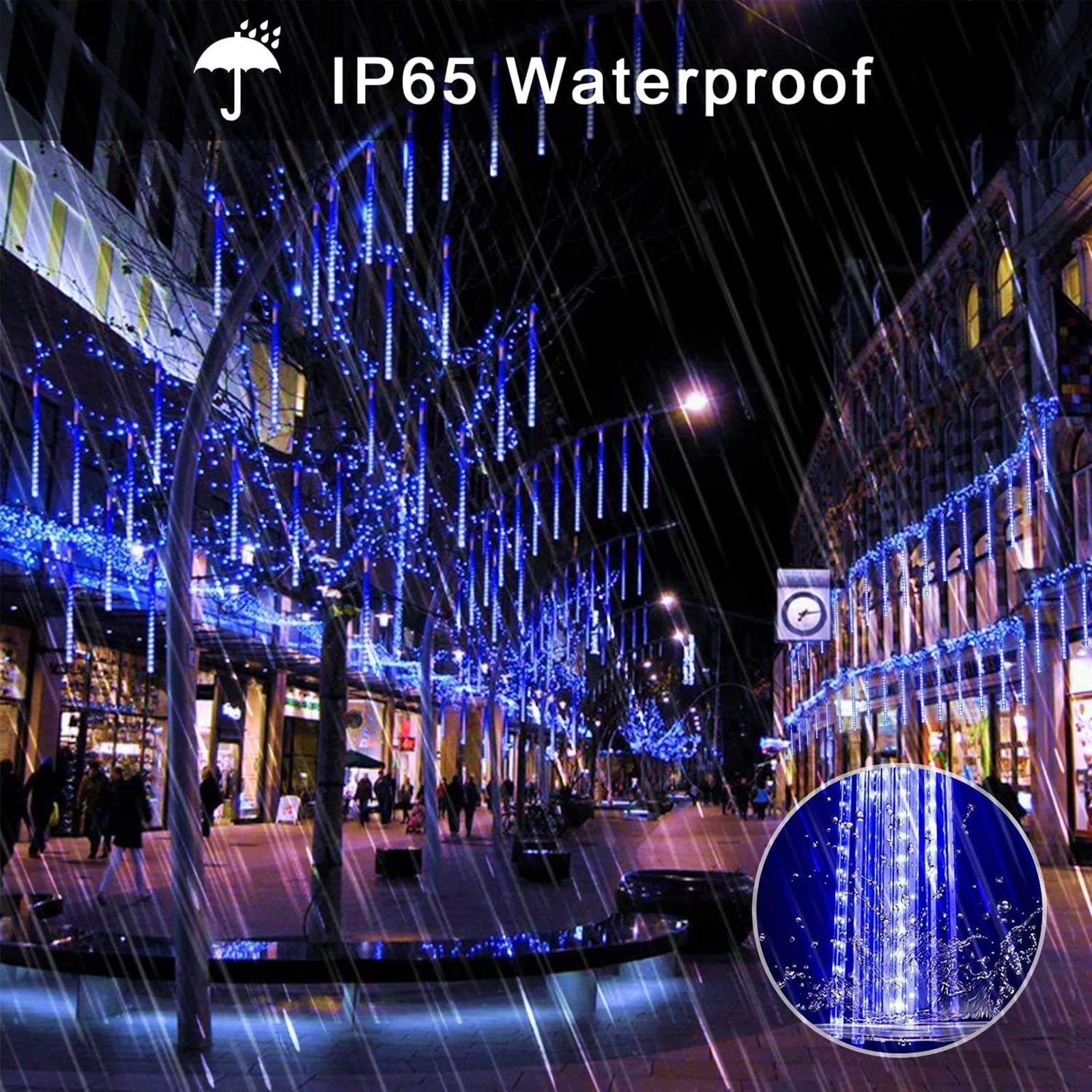 SCOZIA Catena luminosa a LED che cade con la neve 80 cm 8 tubi 576 LED IP65 Impermeabile Catena luminosa con gocce di pioggia che cade Luci natalizie per decorazioni natalizie, matrimoni, fest