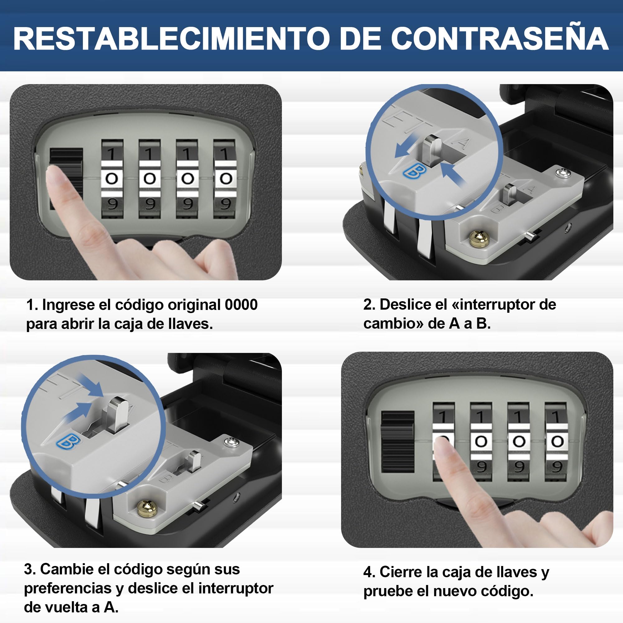 Caja de Seguridad para Llaves, Impermeable Cajetin Llaves con Codigo, Caja de Cerradura Pared, para Home Office Garage School, Exterior