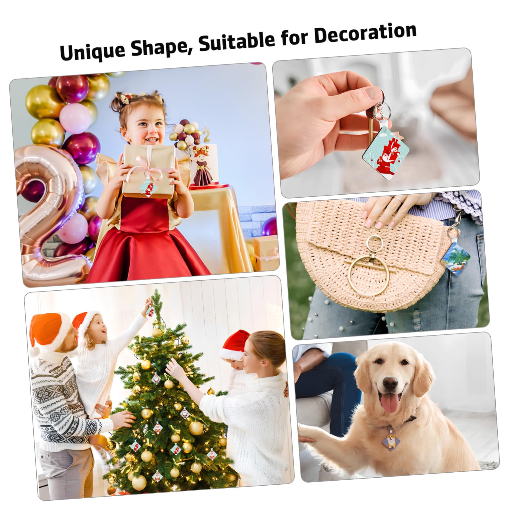 40 Llaveros Artesanales de Acrílico con Acabado Liso Bordes Ásperos, Llaveros Cuadrados para Sublimación Ideales para Decoración y Uso Comercial