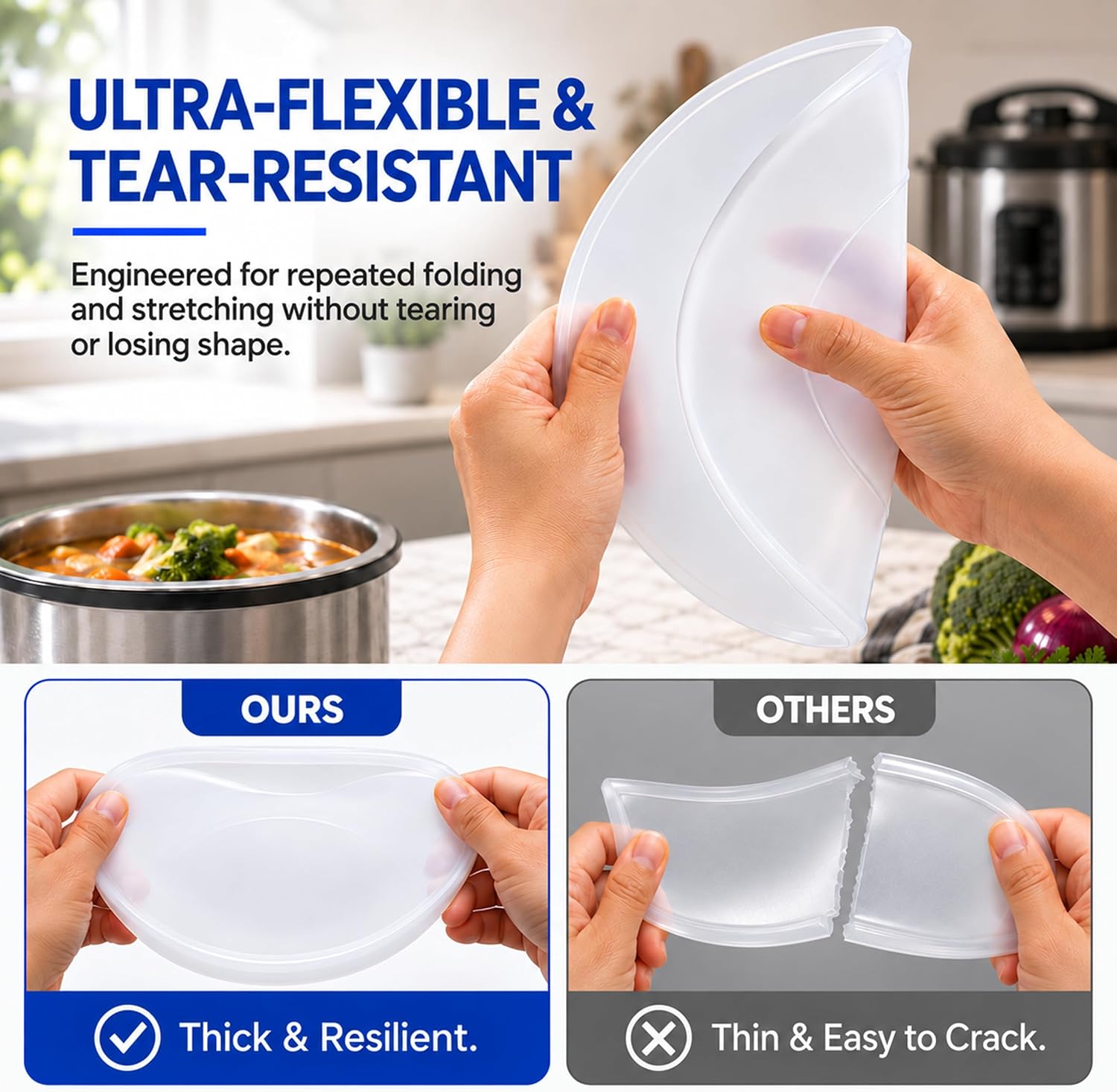 Silicone Lid for Instant Pot 6Q & 5Q, Airtight for Food Storage
