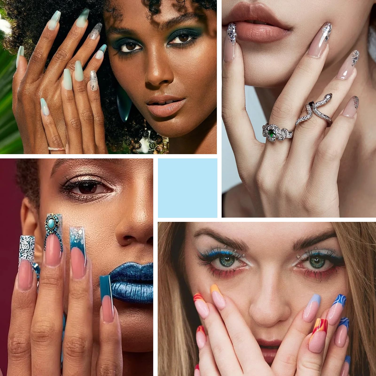 Kolinsky - Cepillo de uñas acrílicas, tamaño 14, 100% puro, cepillo para uñas 3D con mango azul degradado, diseño artístico en polvo, pincel para extensión y tallado de uñas, herramientas