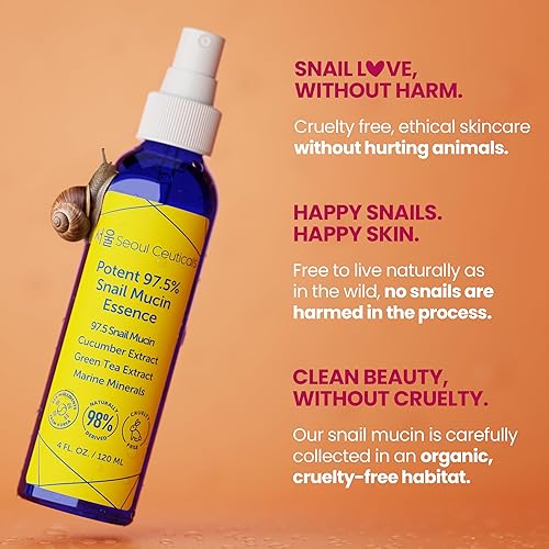 Miniatura 5 de SeoulCeuticals Spray facial coreano 97.5% de esencia de mucina de caracol - K Beauty - Spray facial para el cuidado de la piel - Extracto de pepino