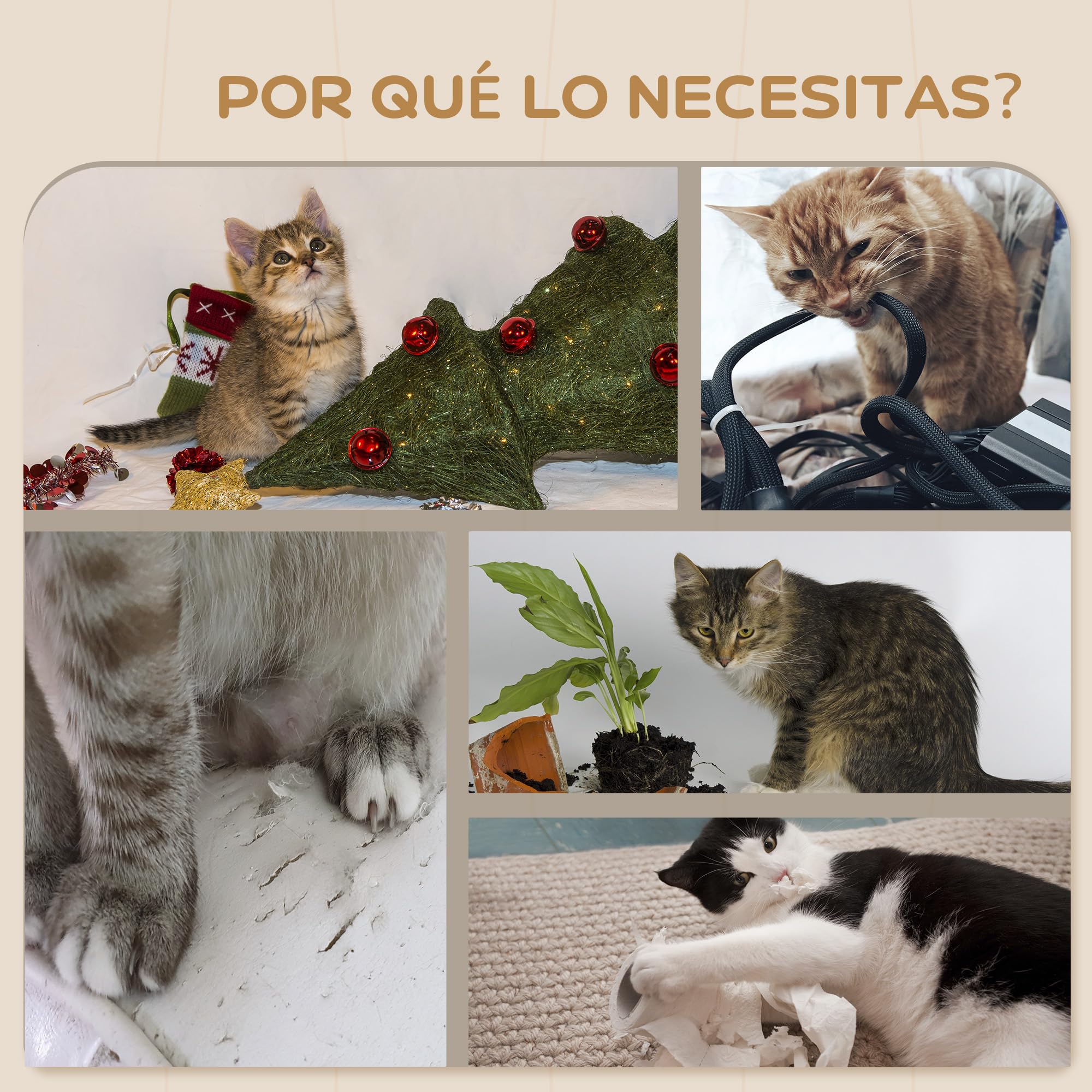 PawHut Estante de Escalada para Gatos de Pared con Hamaca 4 Piezas Gris | Juego de Estantes para Gatos, Nido Rascador, Plataformas para Saltar, Poste de Sisal