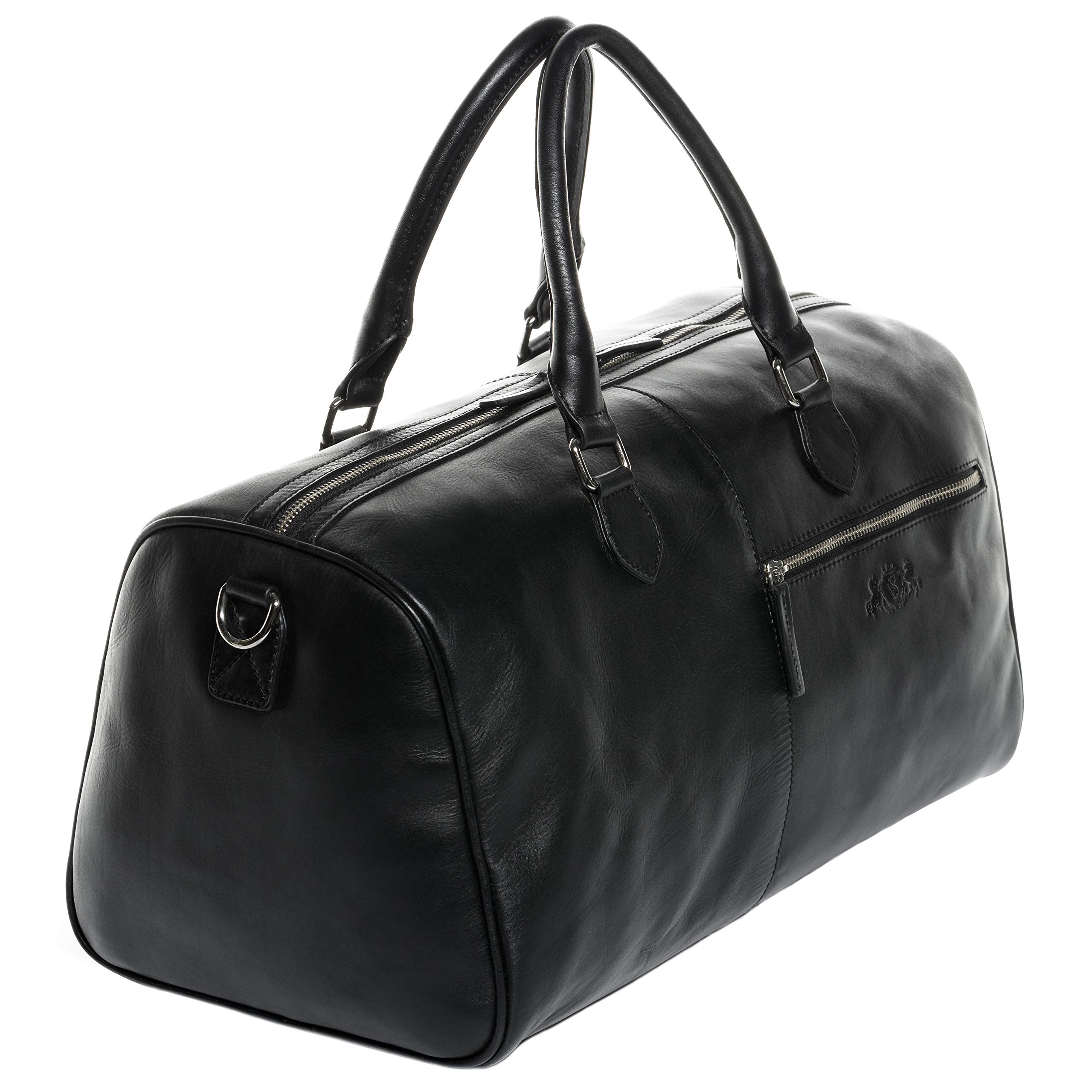 SID & VAIN Bolso de viaje grande cuero I Bolso de deporte fin de semana con funda extraíble para el portátil I Maletín viaje Weekender, Equipaje de mano cabina SEATTLE hecho a mano