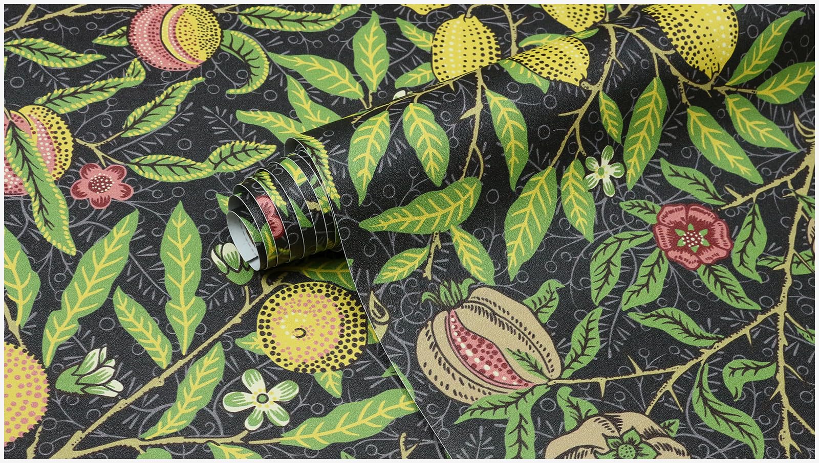 LZH-LP Self Adhesive Wallpaper Plants Flowers Peel and Stick Contact Paper, 45x300CM Fruit Tree Leaf Dark Background Removable Decorative Film for Cabinet Furniture — image 1
