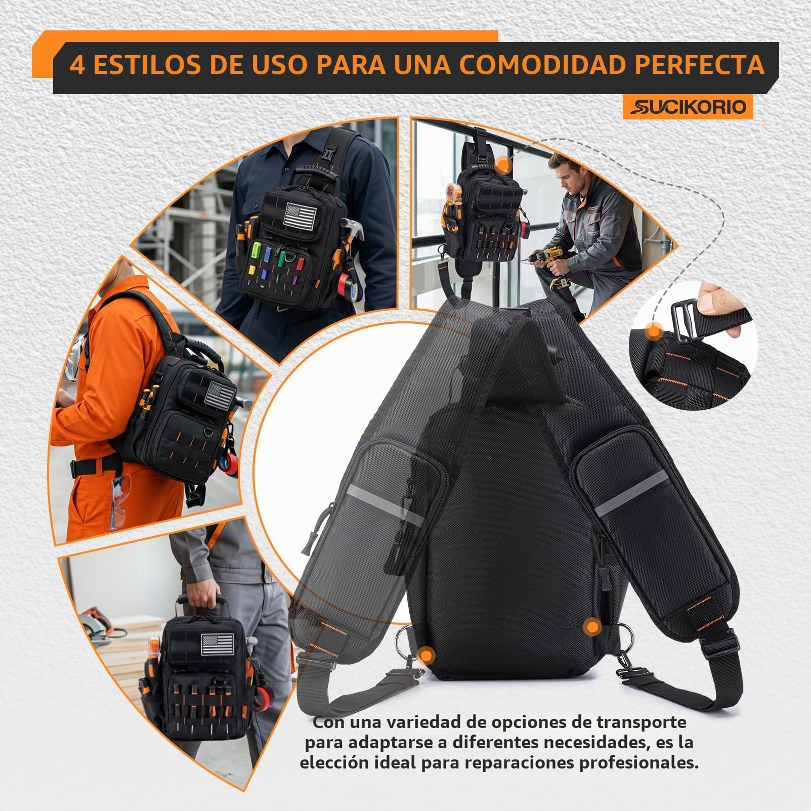 Bolsa Bandolera Herramientas de Trabajo Electricista Pequeña | Impermeable 1680D Oxford Bolso de Herramientas Vacio Táctica Estuche Herramientas Organizador HVAC Tool Bag