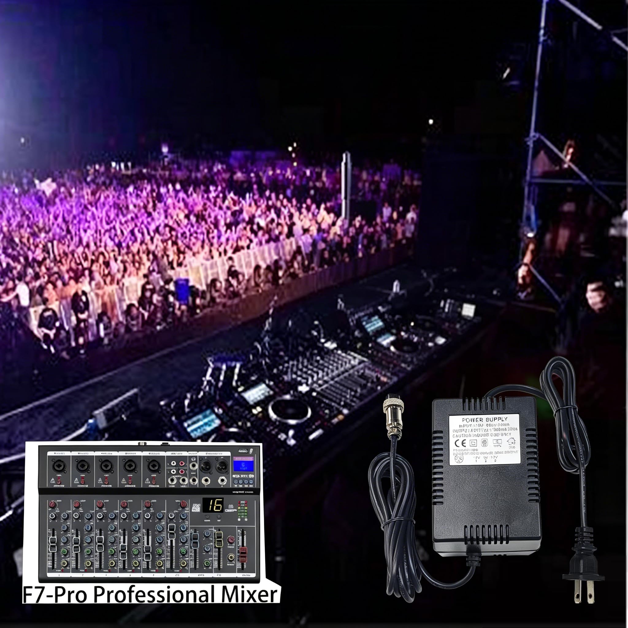 AC17V 1500mA - Adaptador de fuente de alimentación mezcladora de alta potencia, conector de 3 pines, transformador de enchufe estadounidense para Yamaha MG166C/MG166CX/MG16/6FX y otras