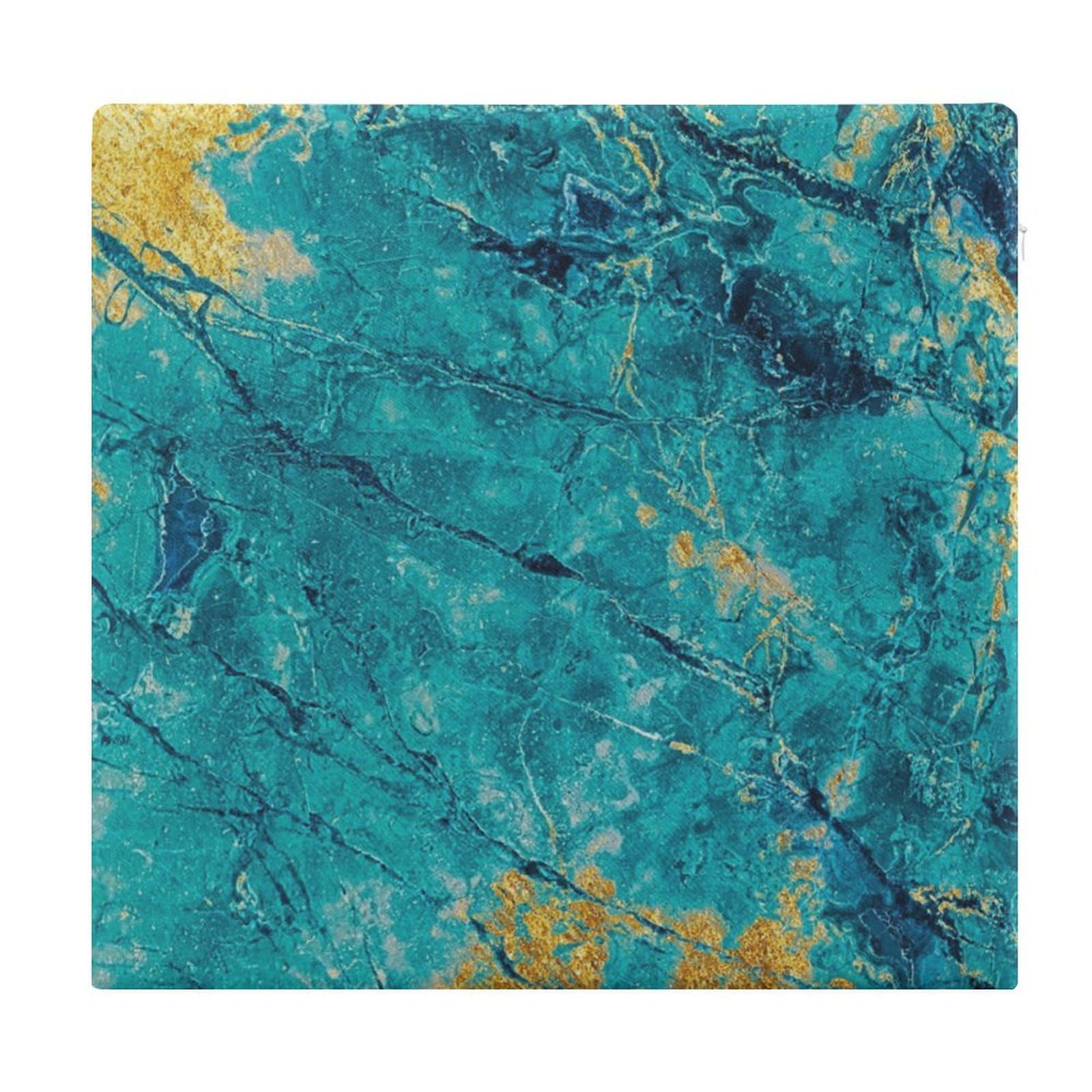 JZemdybill Chair Pad, Teal Marble Seat Pad, Square Chair Cushion for Yoga Living Room Balcony