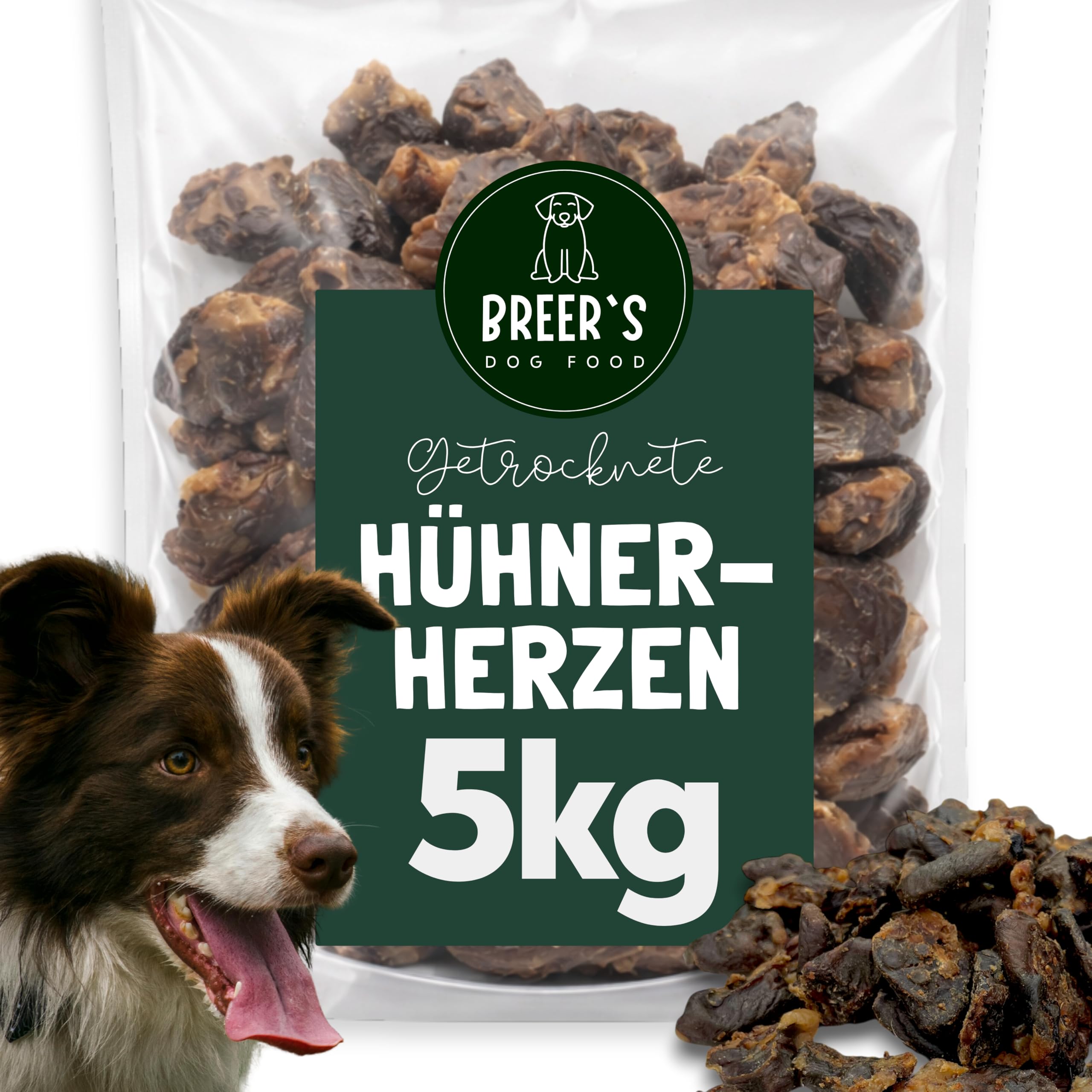 Hühnerherzen 5kg getrocknet für Hunde – natürlicher Hundesnack, Kausnack, Kauartikel, Leckerli und Belohnung aus 100% Huhn Herz