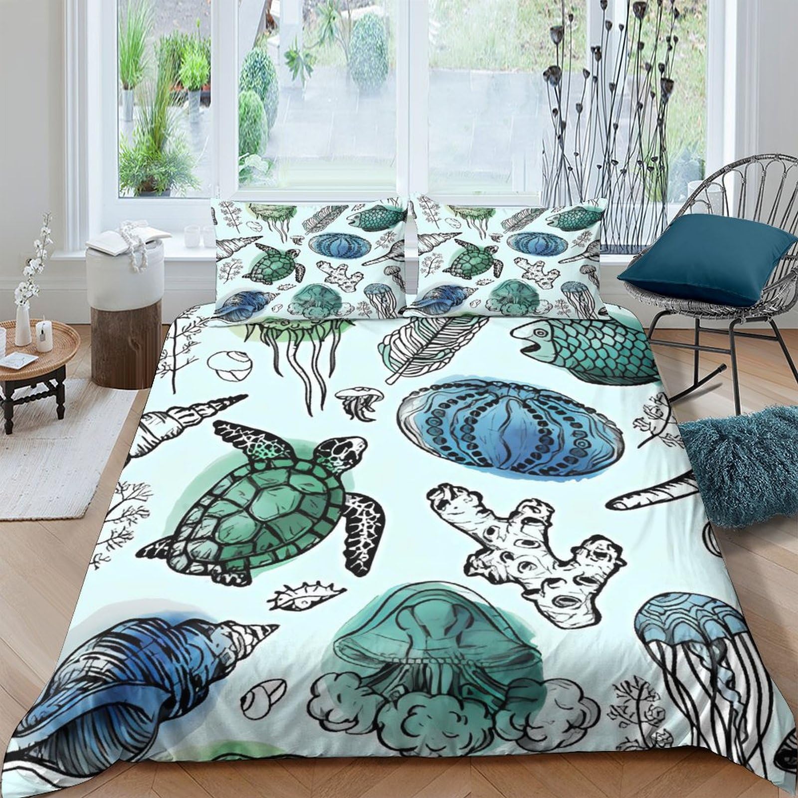 Housse de couette méduse impression 3D microfibre de qualité supérieure