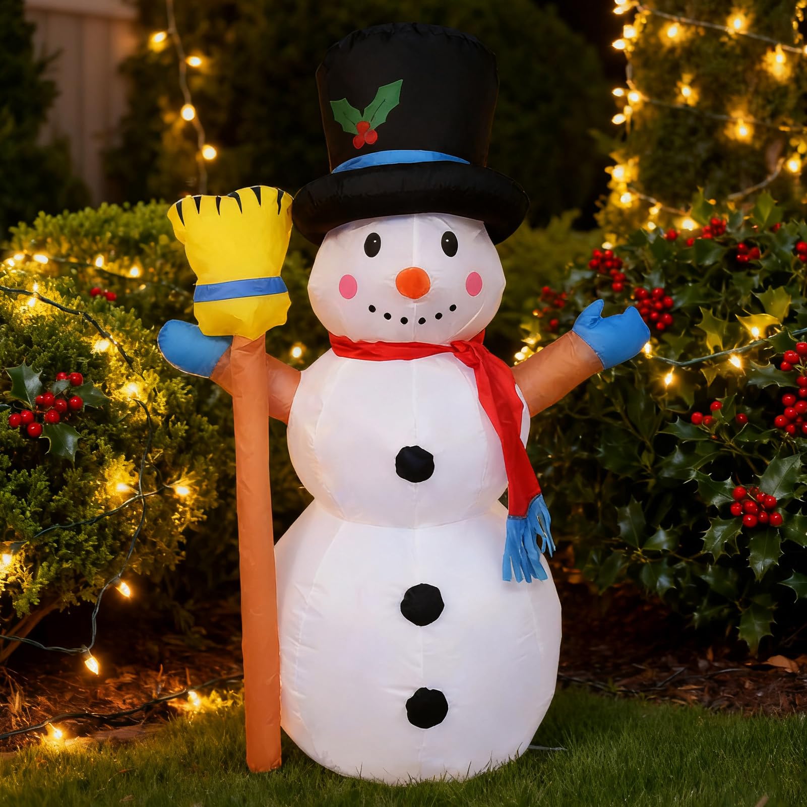 Muñeco De Nieve Inflable para Exteriores Impermeable con Estacas para Suelo