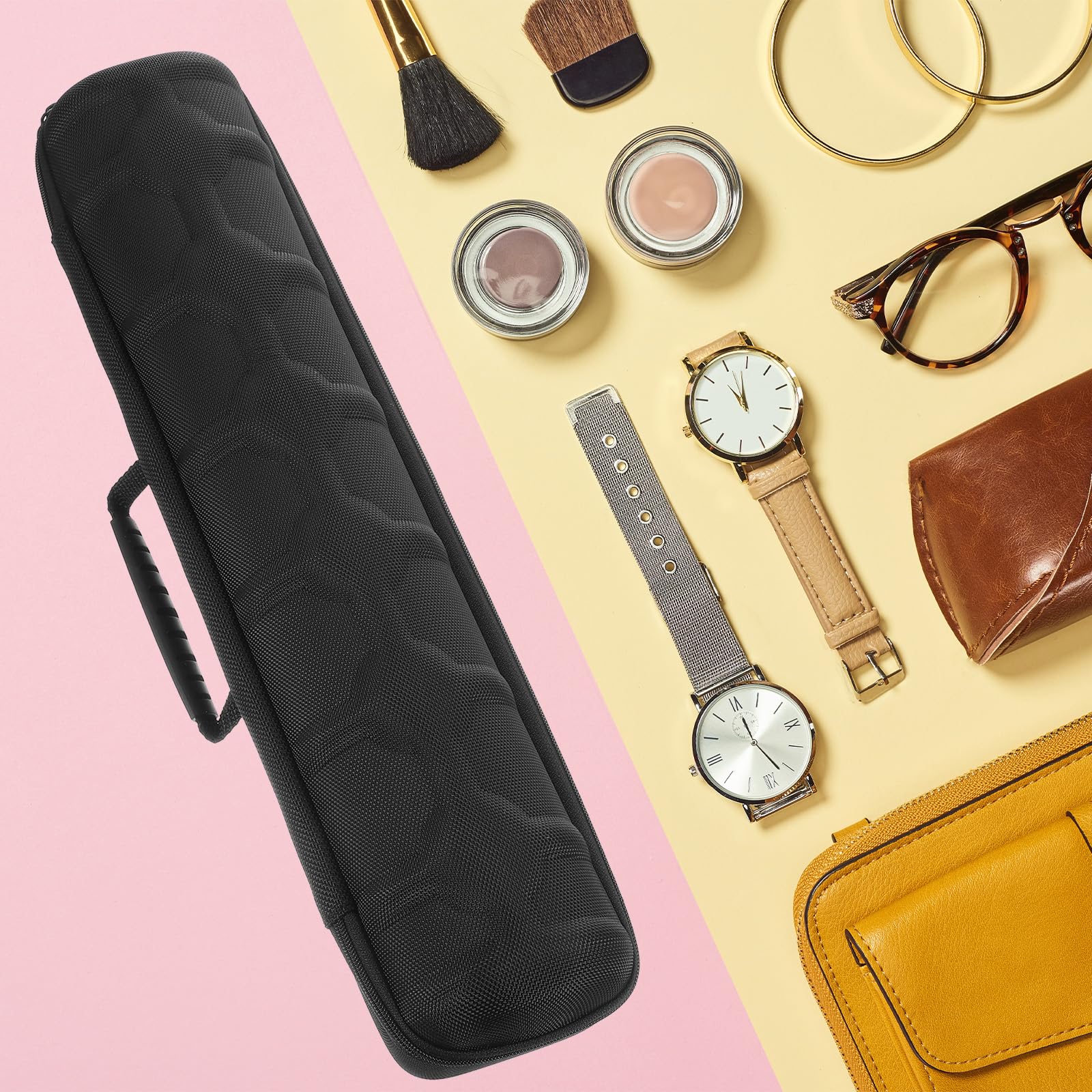 uxcell Custodia rigida da viaggio per orologi con 6 scomparti, organizer per uomini e donne, con morbido cuscino, per la maggior parte degli orologi e orologi intelligenti fino a 40 mm, nero