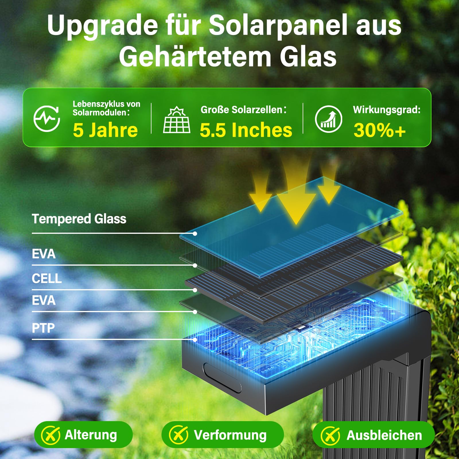 6 lámparas solares para exteriores, 400 lm, luces solares para jardín con detector de movimiento, cambio de color de 2 fases (3000 K/6500 K) LED, IP65 resistente al agua para patio, entrada y | 400lm LED Jardín 2 Temperatura de Color (3000K/6500K) IP65 Im