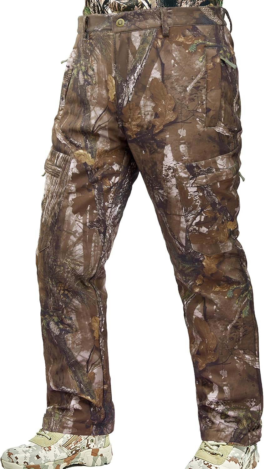 NEW VIEW Camo Hunting Pants for Men, Warm Fleece Lined, Quiet Water-Resistant Winter Clothes for Cold Weather