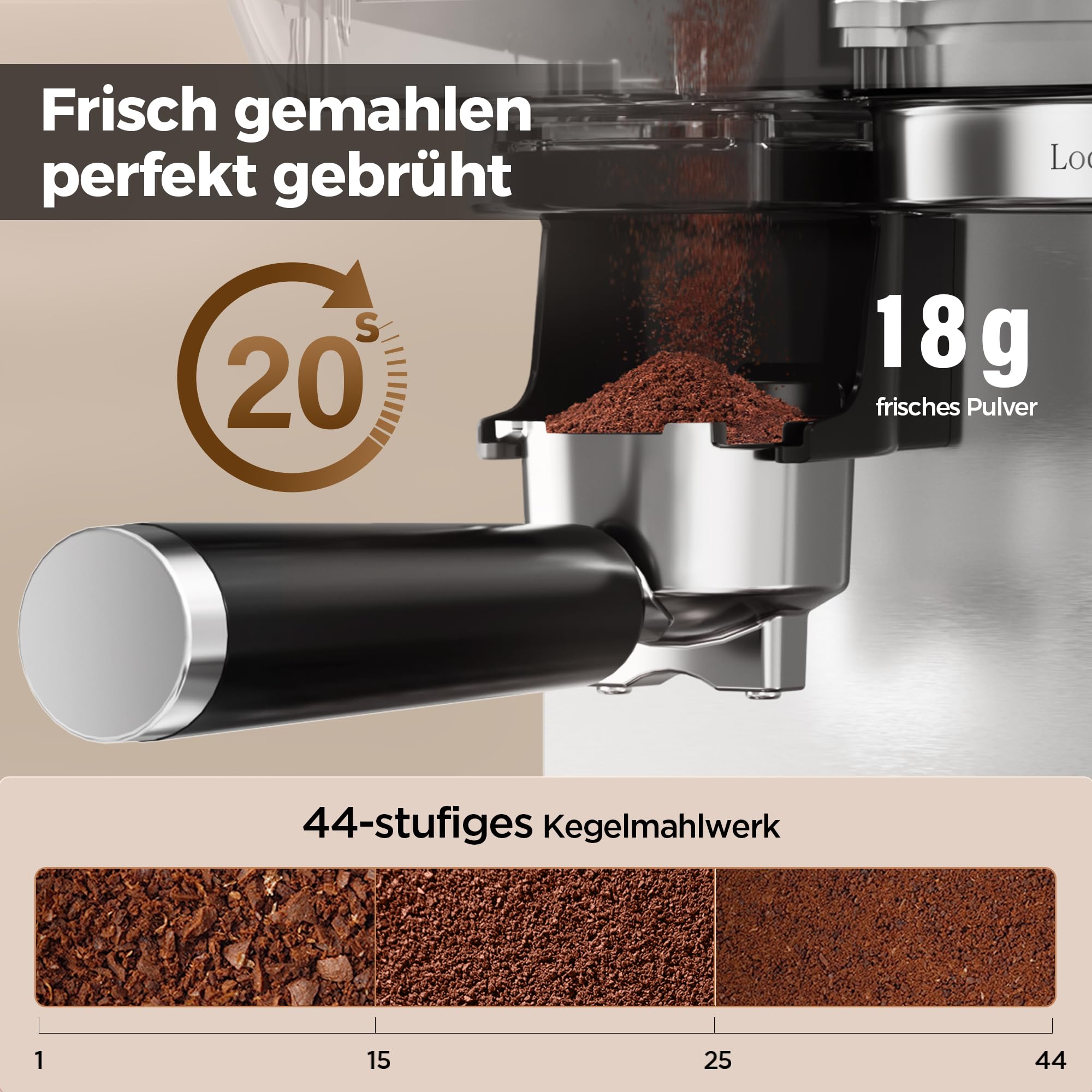 CAFELFFE MK-903 Espressomaschine 20 Bar 1500 Watt 1,8 Liter Mahlwerk Heiß-/Kaltbrühfunktion