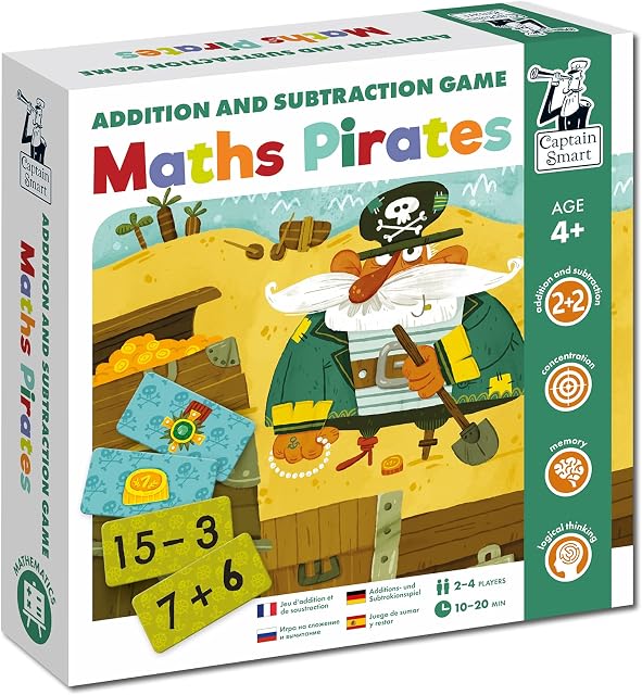 Captain Smart Educational Game for Kids, Math Pirates | Smart Game, Counting, Numbers, Add & Subtract | Board Game For 4-Year-Old Boys & Girls (4+) | 4 Players | Learning toy, Gift for Children 4 Year