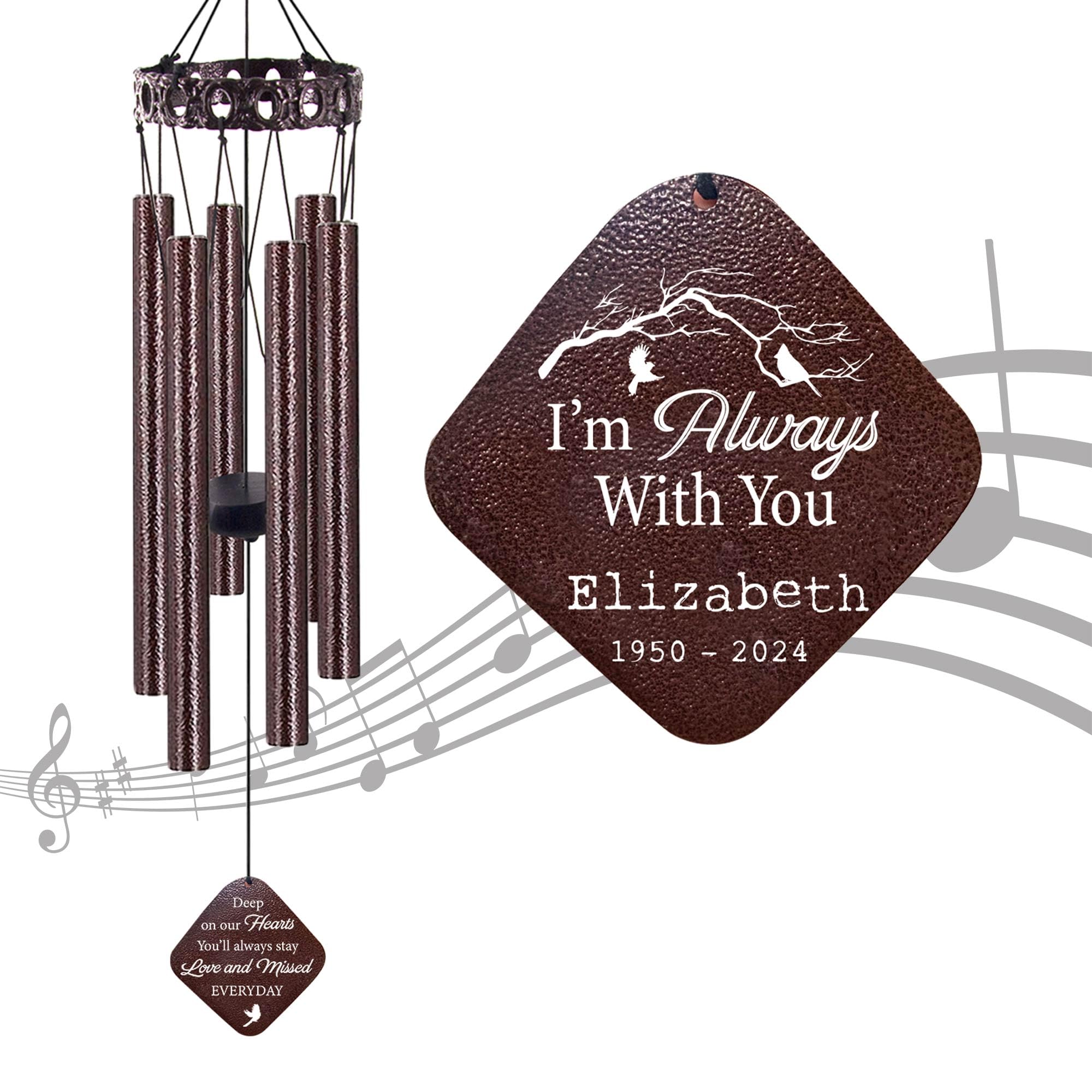 Personalized Bird Wind Chimes, Memorial Gifts for Loss of Loved One